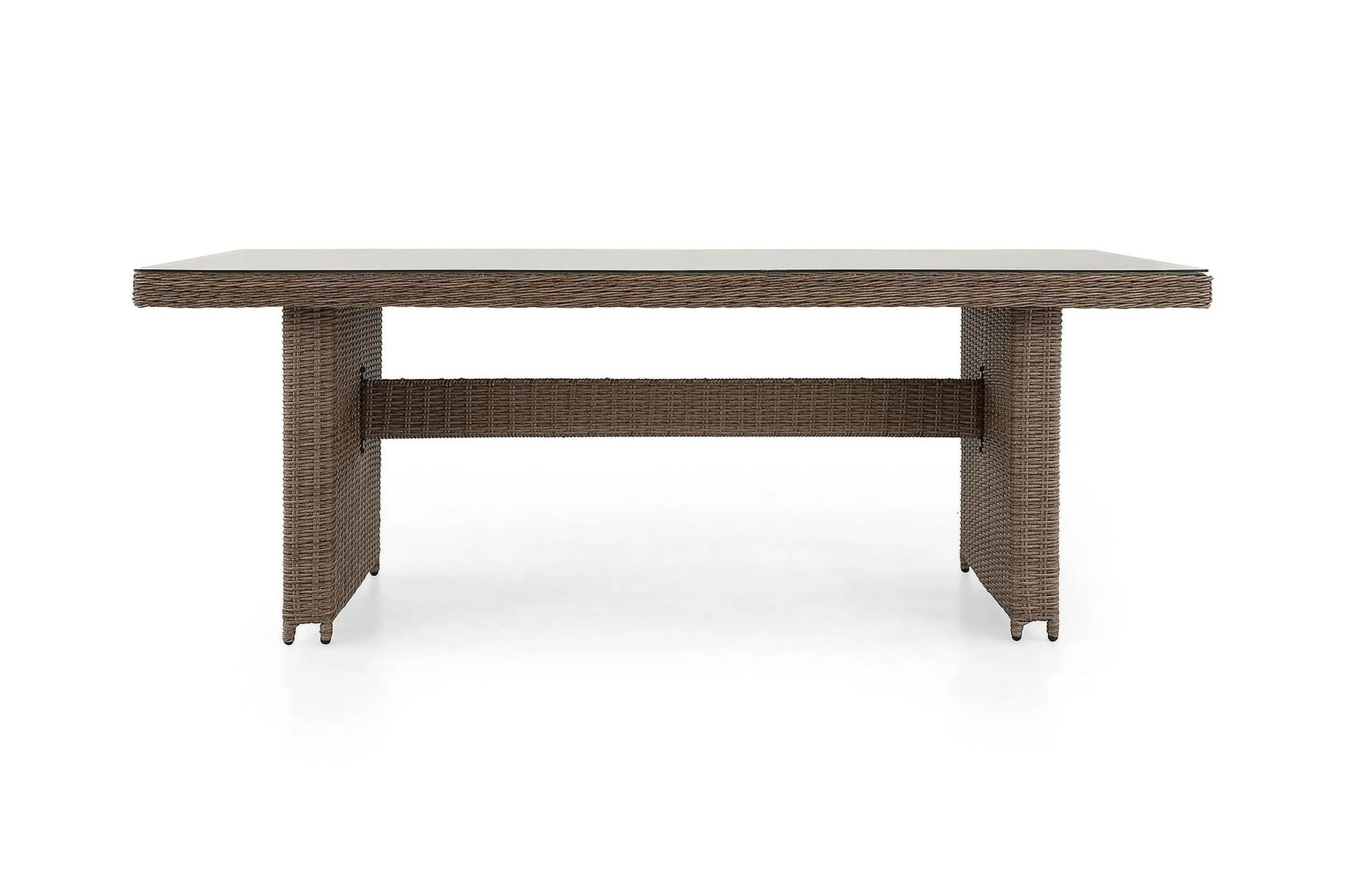 Marcus Rektangulärt Matbord utomhus 160x90 cm i konstrotting med glasskiva - Natur / Beige