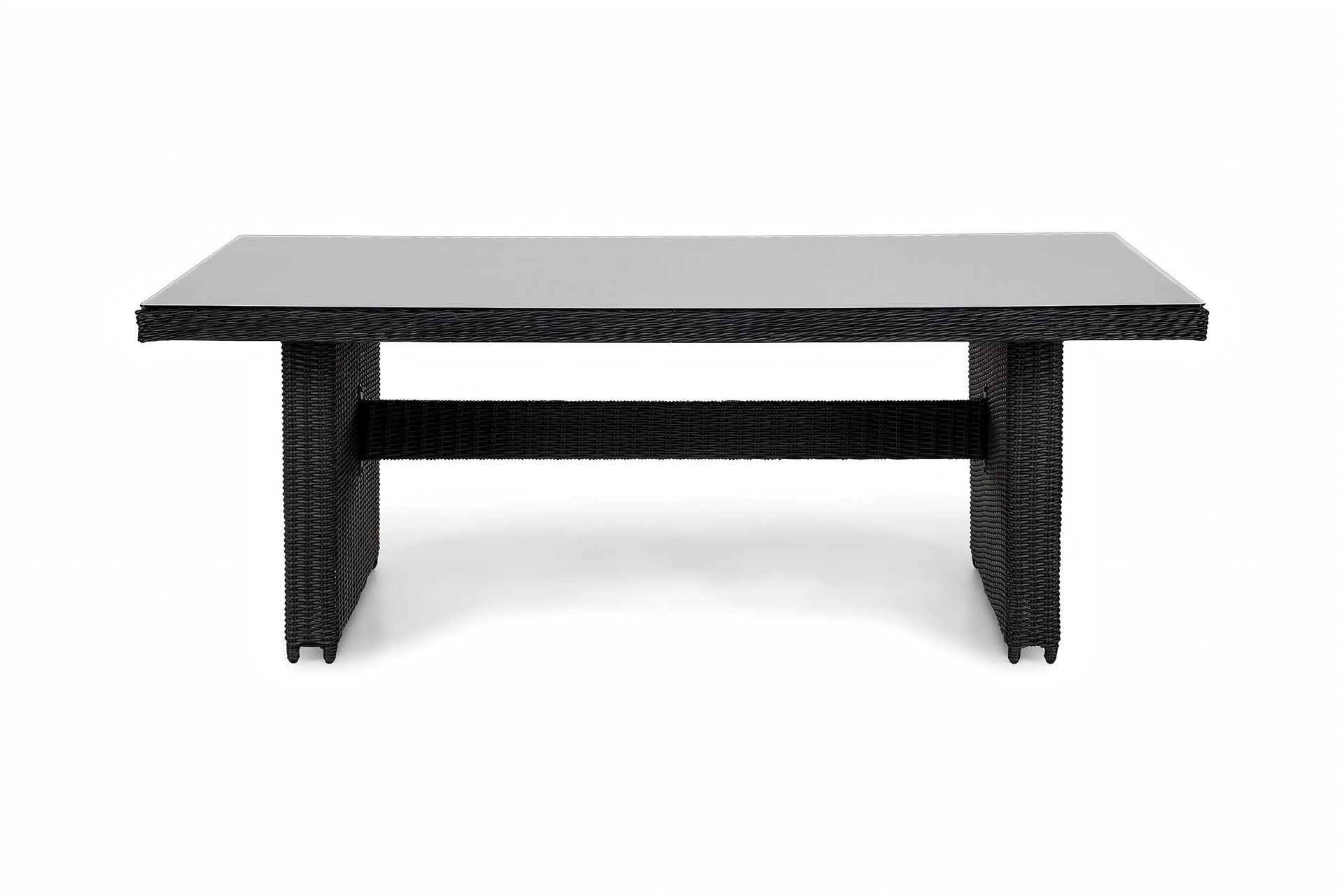 Marcus Rektangulärt Matbord utomhus 160x90 cm i konstrotting med glasskiva - Svart