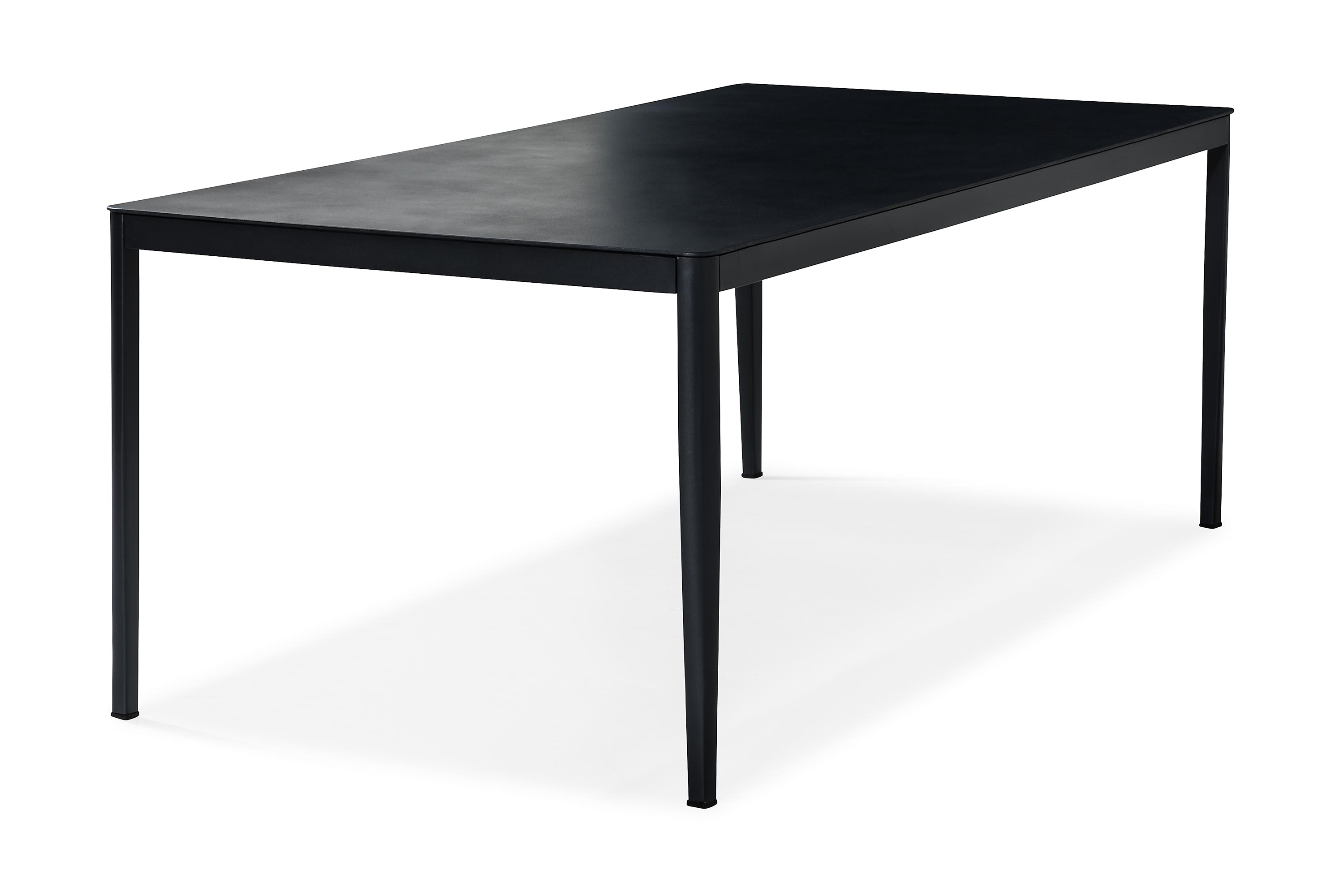 Alex Matbord Utomhus 200x100 cm Utebord med bordsskiva i glas och aluminium ben Svart Gråstenlook