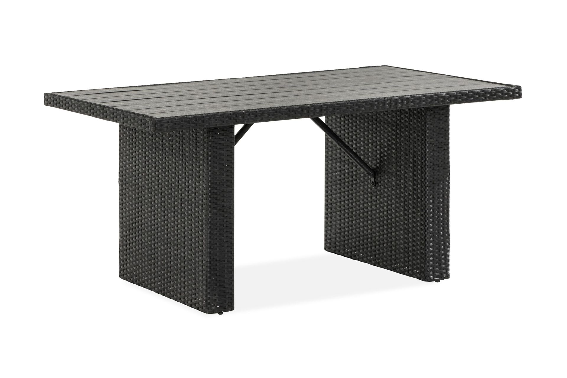 James Utebord 85x145 cm – Matbord utomhus i konstrotting med bordsskiva i Aintwood – Svart