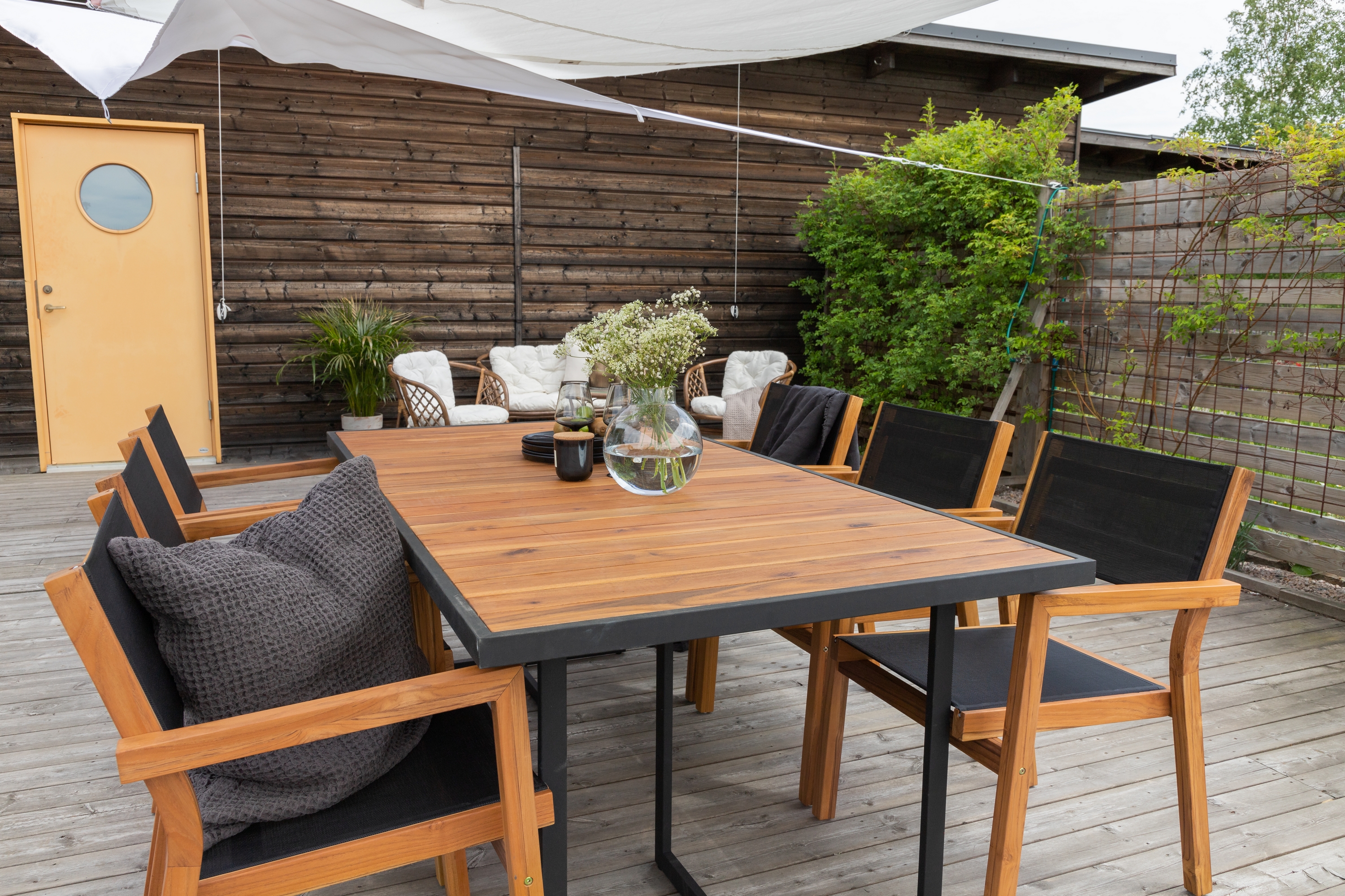 Khung Matbord Utomhus 200 cm Svart/Brun