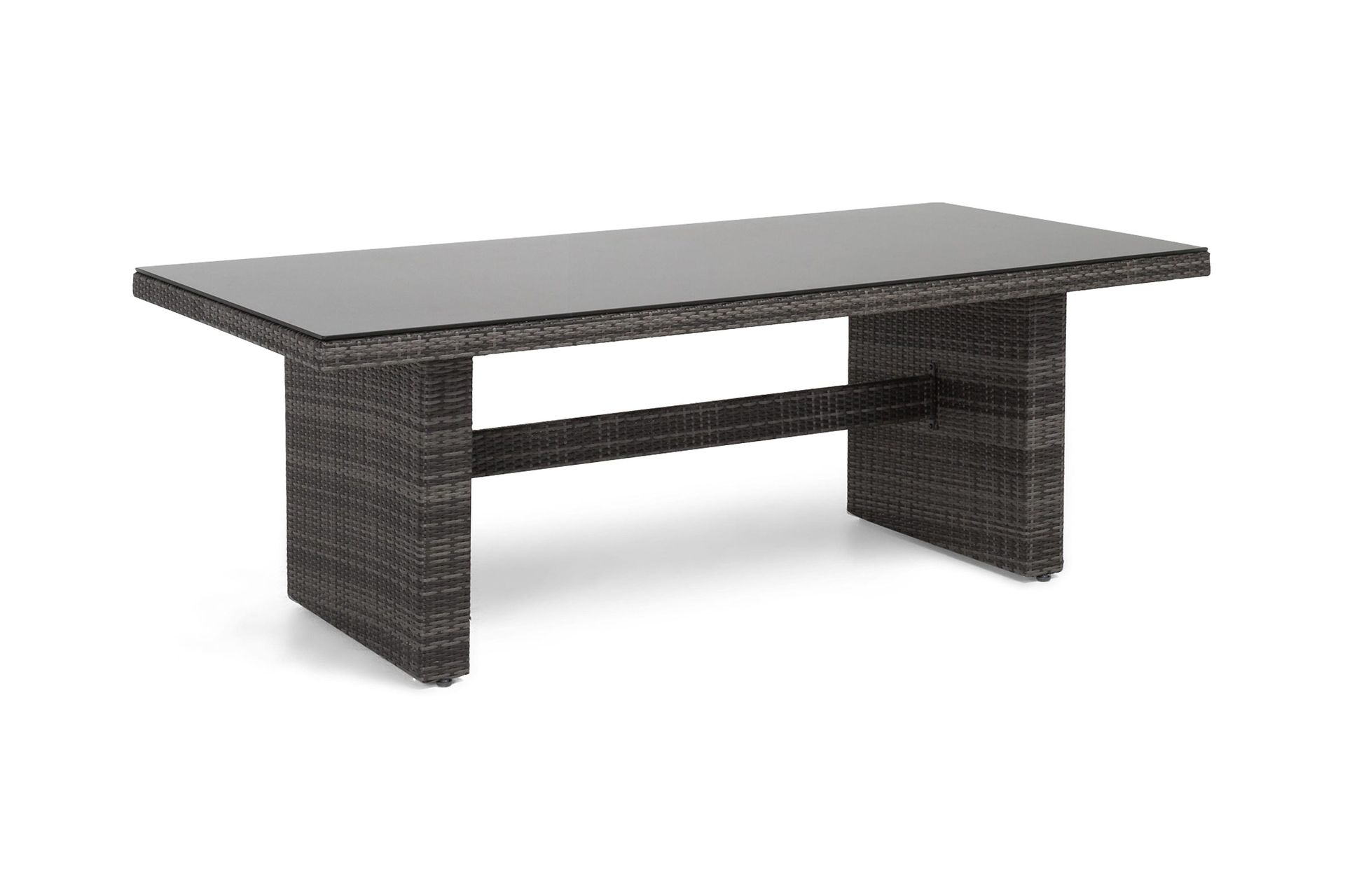 Majestic Matbord Utomhus 210x100 cm – Utebord i konstrotting med bordsskiva i Glas för Trädgård och Altan - Grå