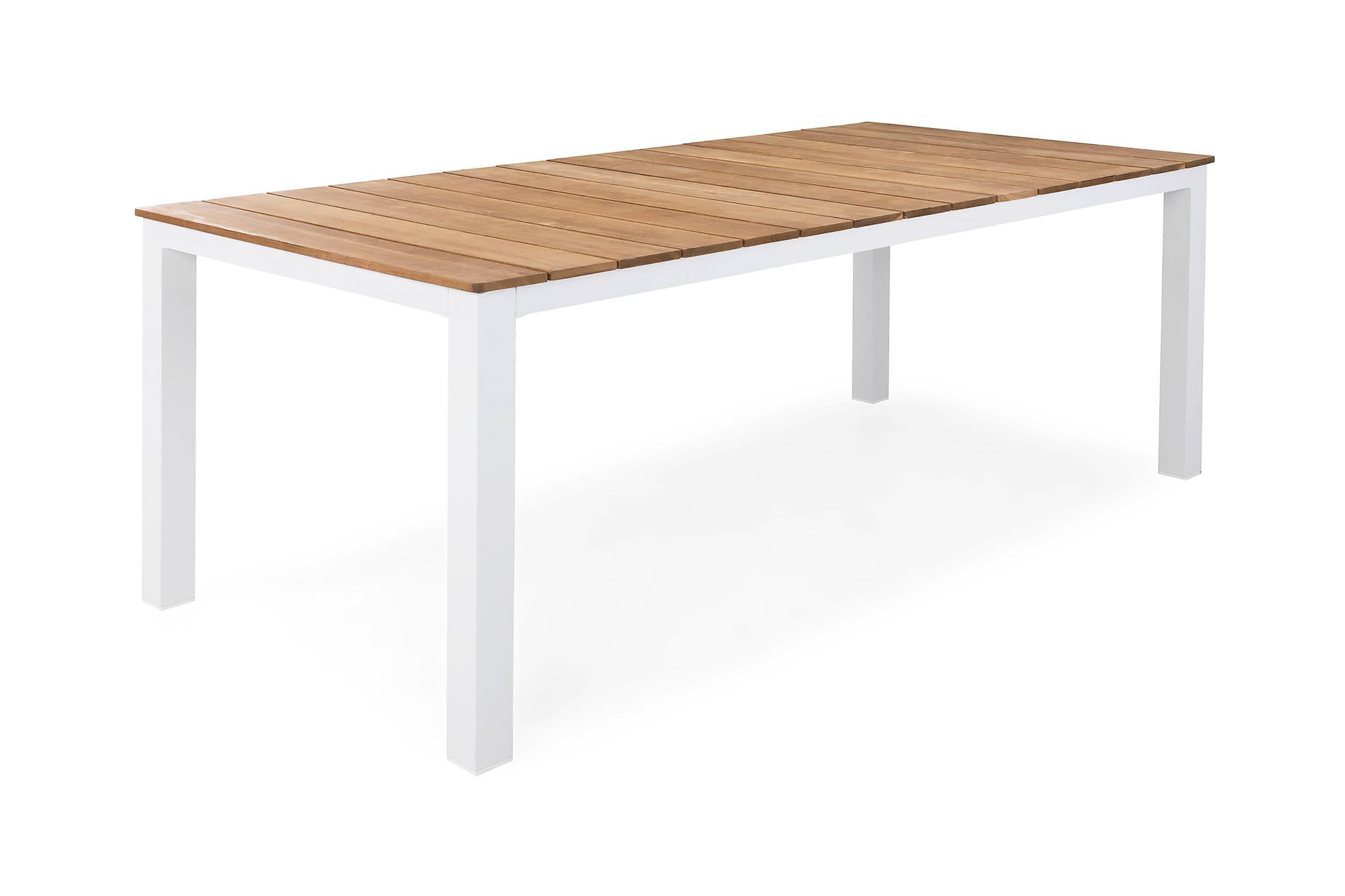 Oliver Stort Matbord Utomhus 210x100 cm Utebord i Teak Vit Beige