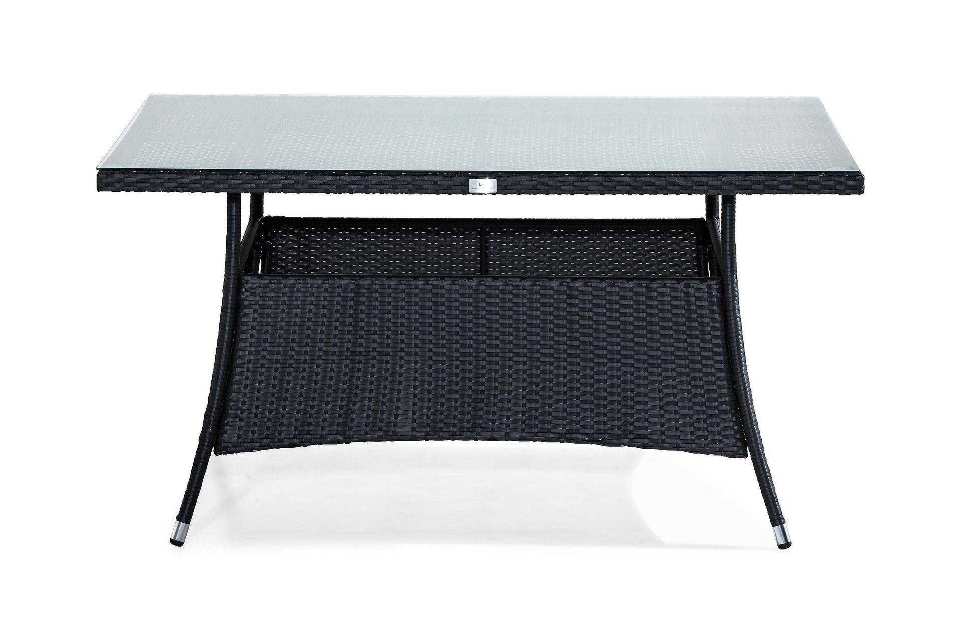 Thor Utebord – Matbord Utomhus 140x90 cm i konstrotting med glasskiva - Svart