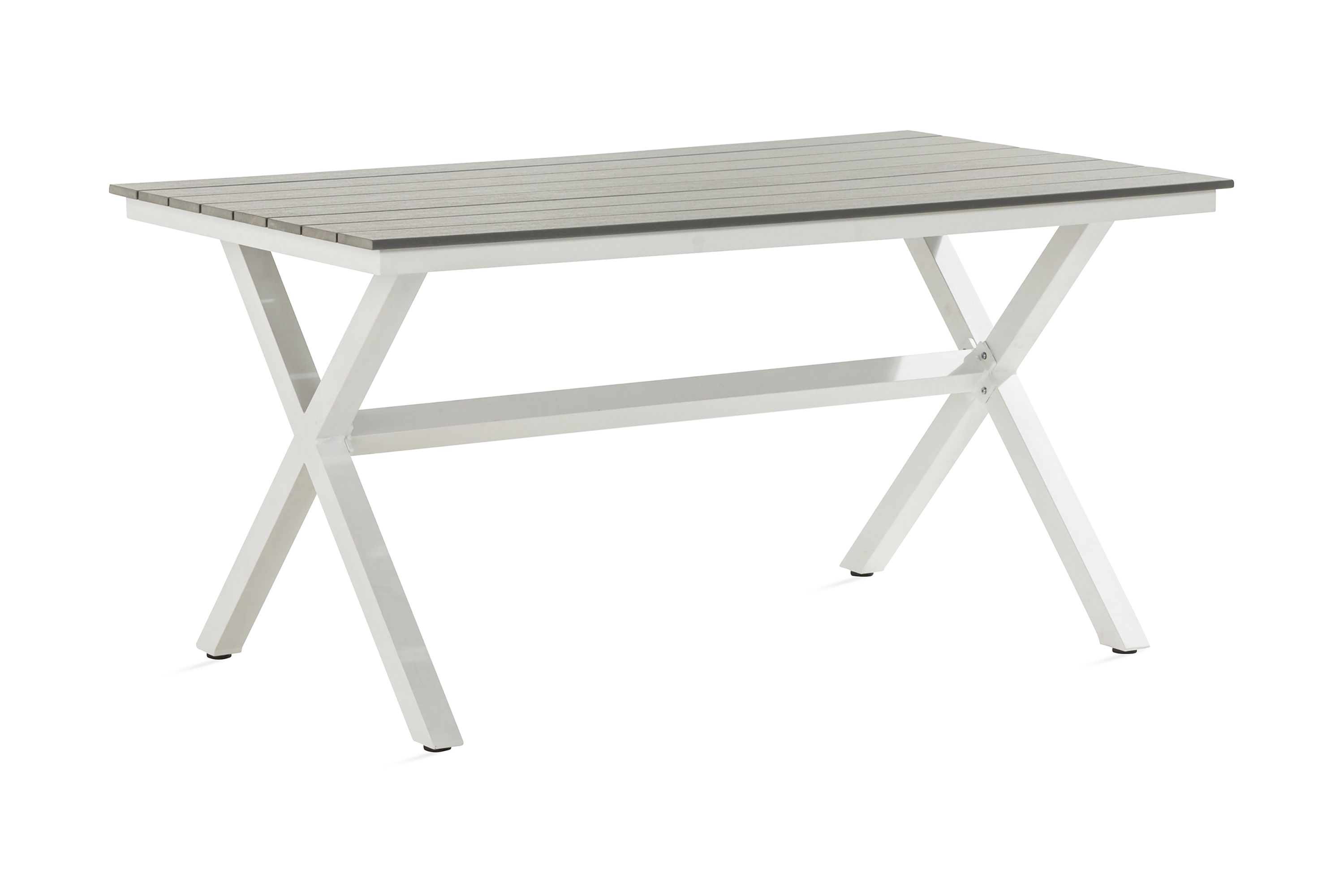 Tunis Kryssbord 150x90 cm Utemöbler Matbord Utomhus i Träför Uteplats och Trädgård Vit Grå