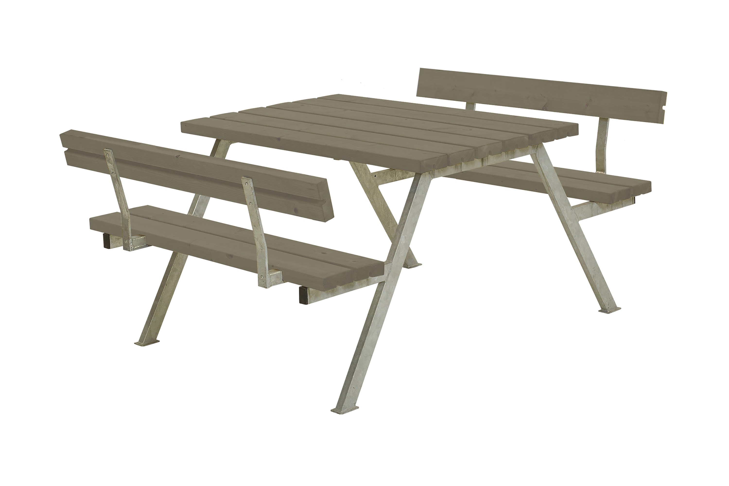 PLUS Alpha Bord/Bänkset med 2 Ryggstöd 118 cm GråBrun