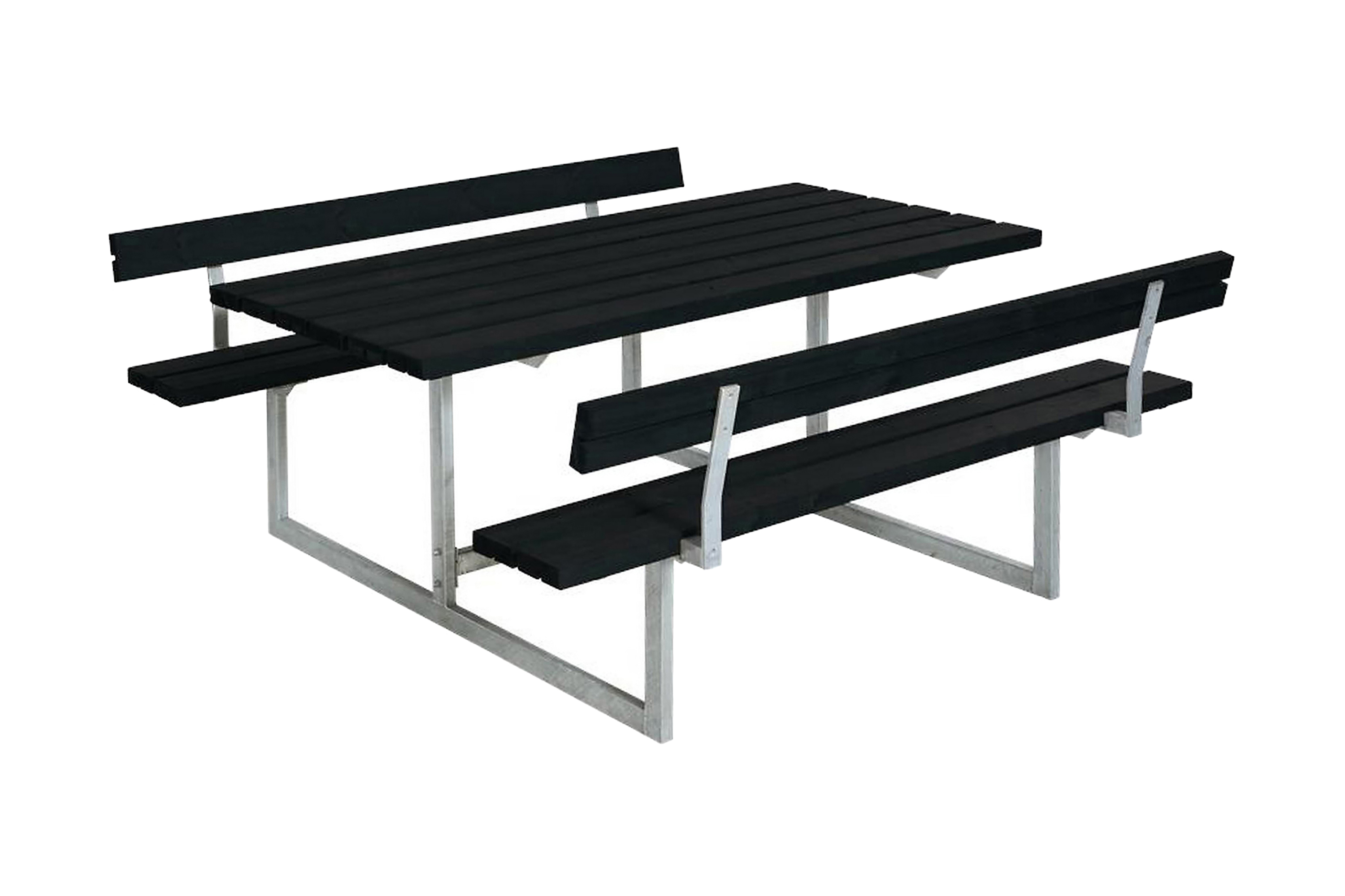 PLUS Basic bord-och bänkset med 2 ryggstöd Svart