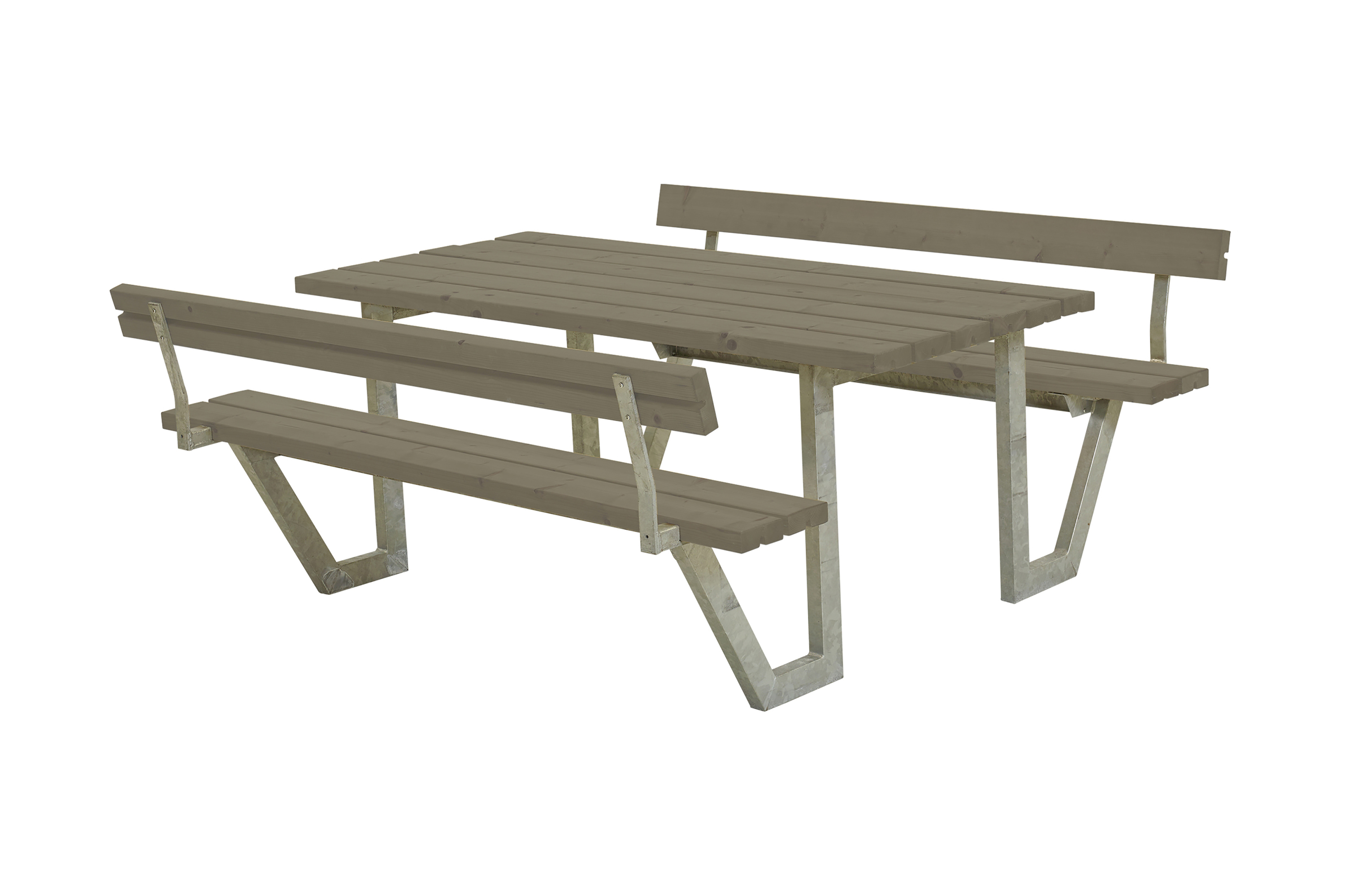 PLUS Wega Bord/Bänkset med 2 Ryggstöd 177 cm GråBrun