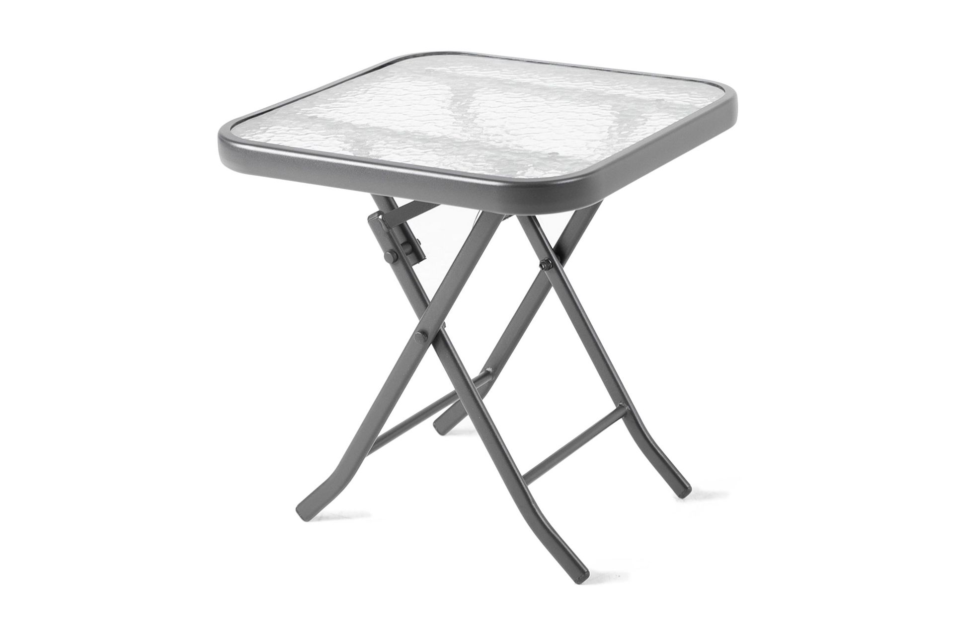 DUBLIN Litet Hopf&auml;llbart Caf&eacute;bord och Utebord 46 cm St&aring;l Glas - Gr&aring;