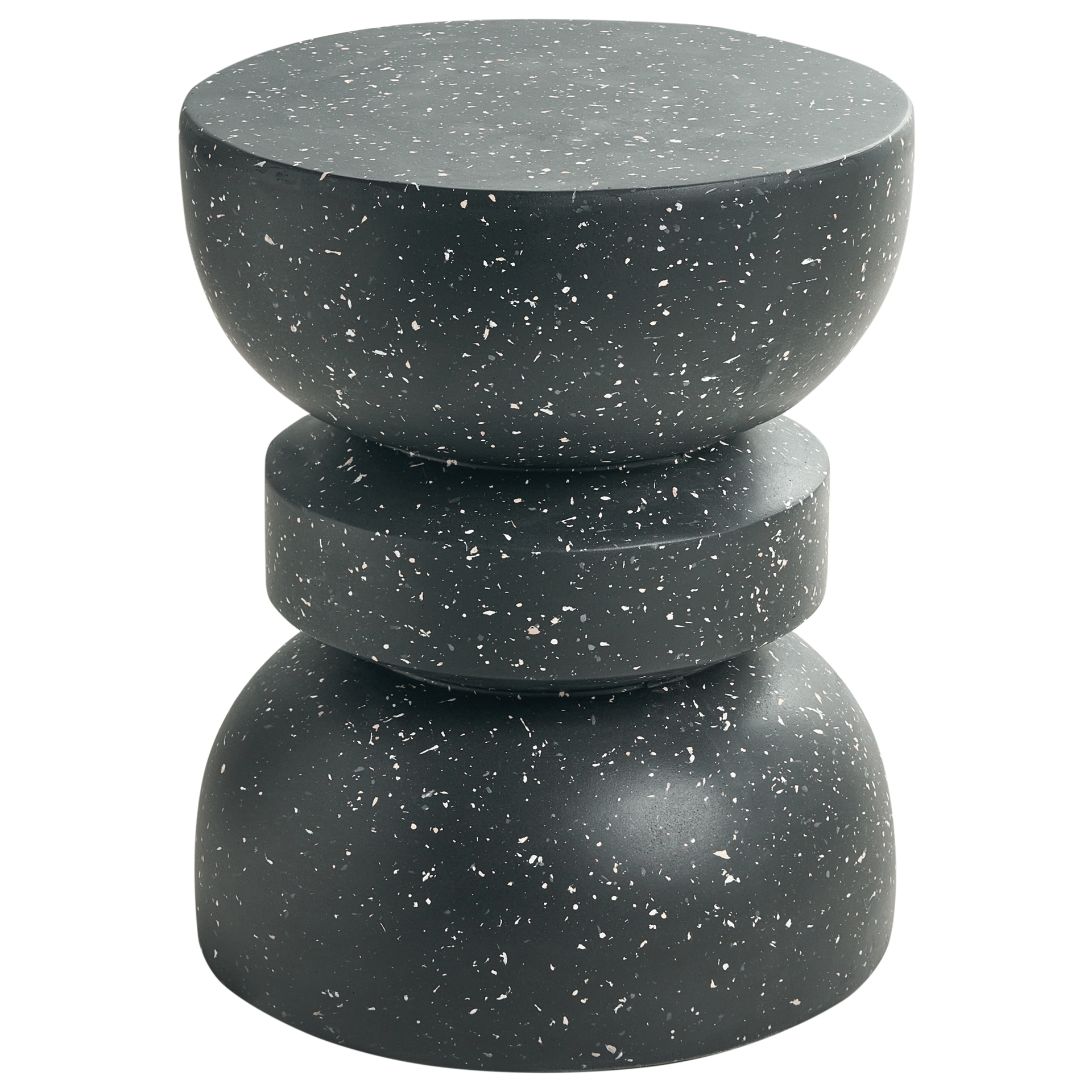 Sidobord utomhus Faliro 37 cm 37 cm Terrazzoeffekt - Svart