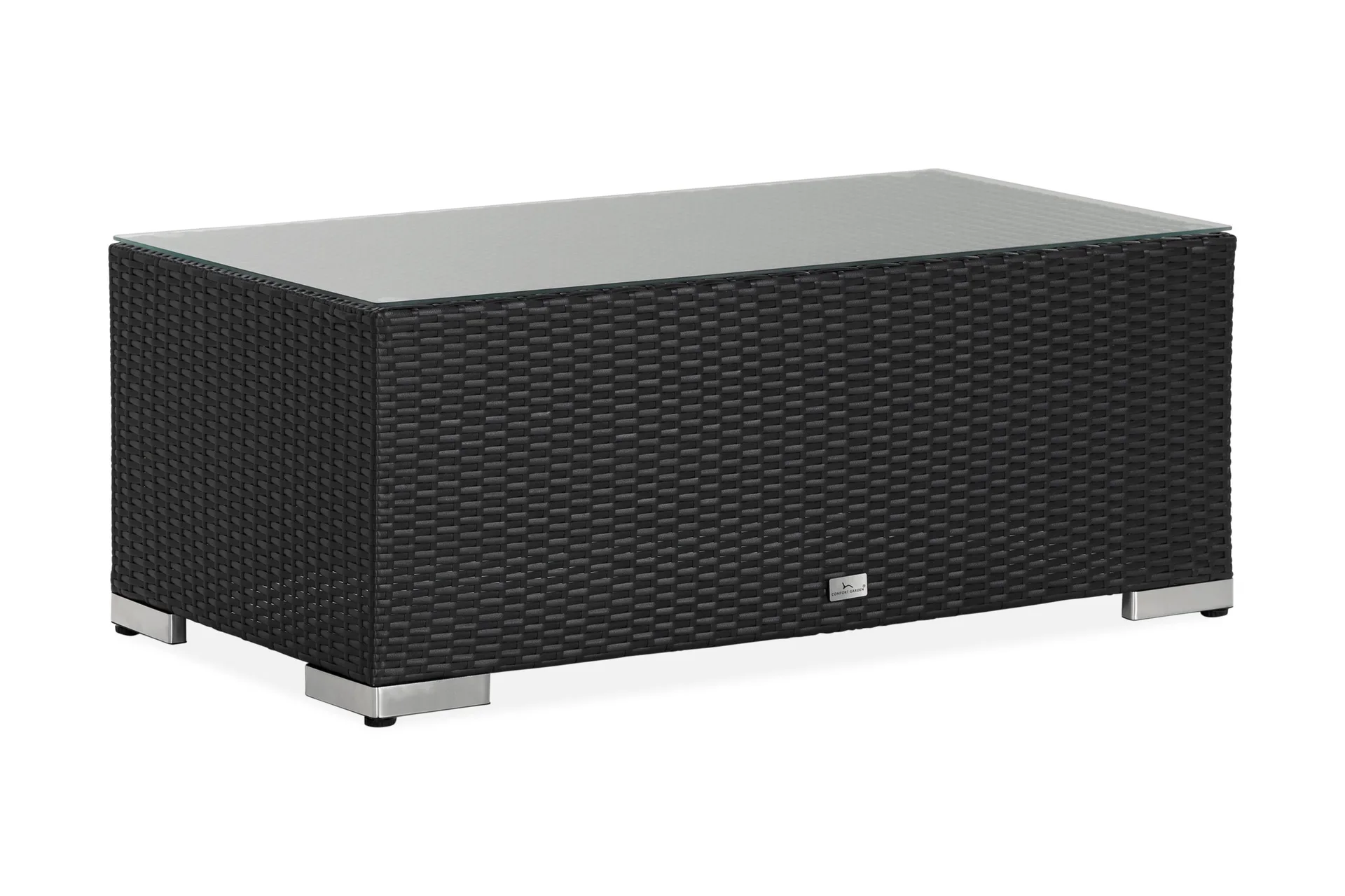 bahamas loungbord och soffbord utomhus 113 cm konstrotting glas - svart