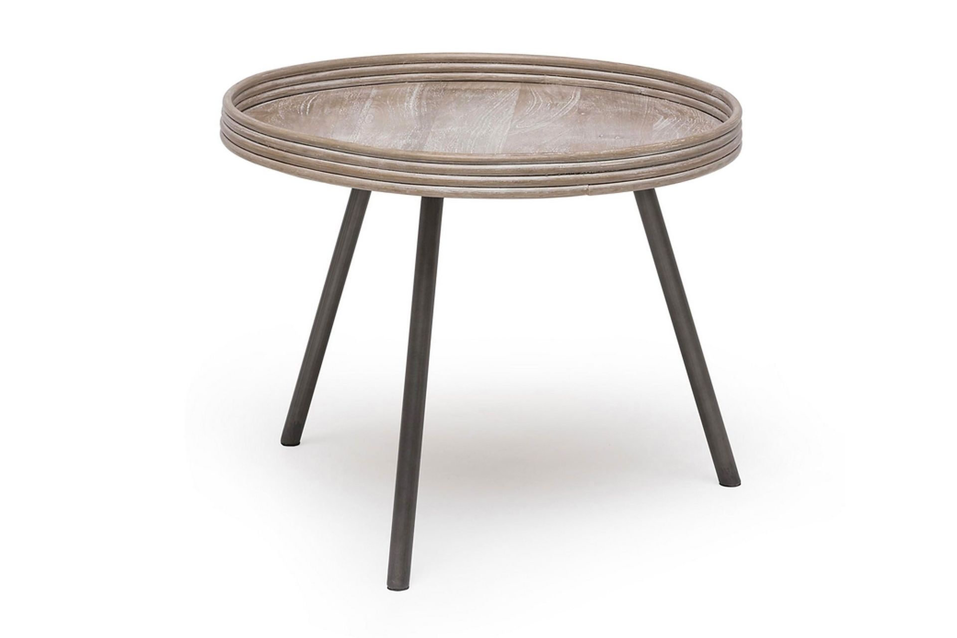 Leicester Runt Sidobord och Avlastningsbord Utomhus 60 cm - Beige/Gr&aring;