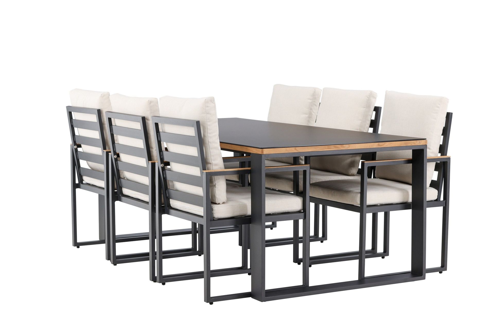 Aspvik Matgrupp 200x100cm - Svart/Teak