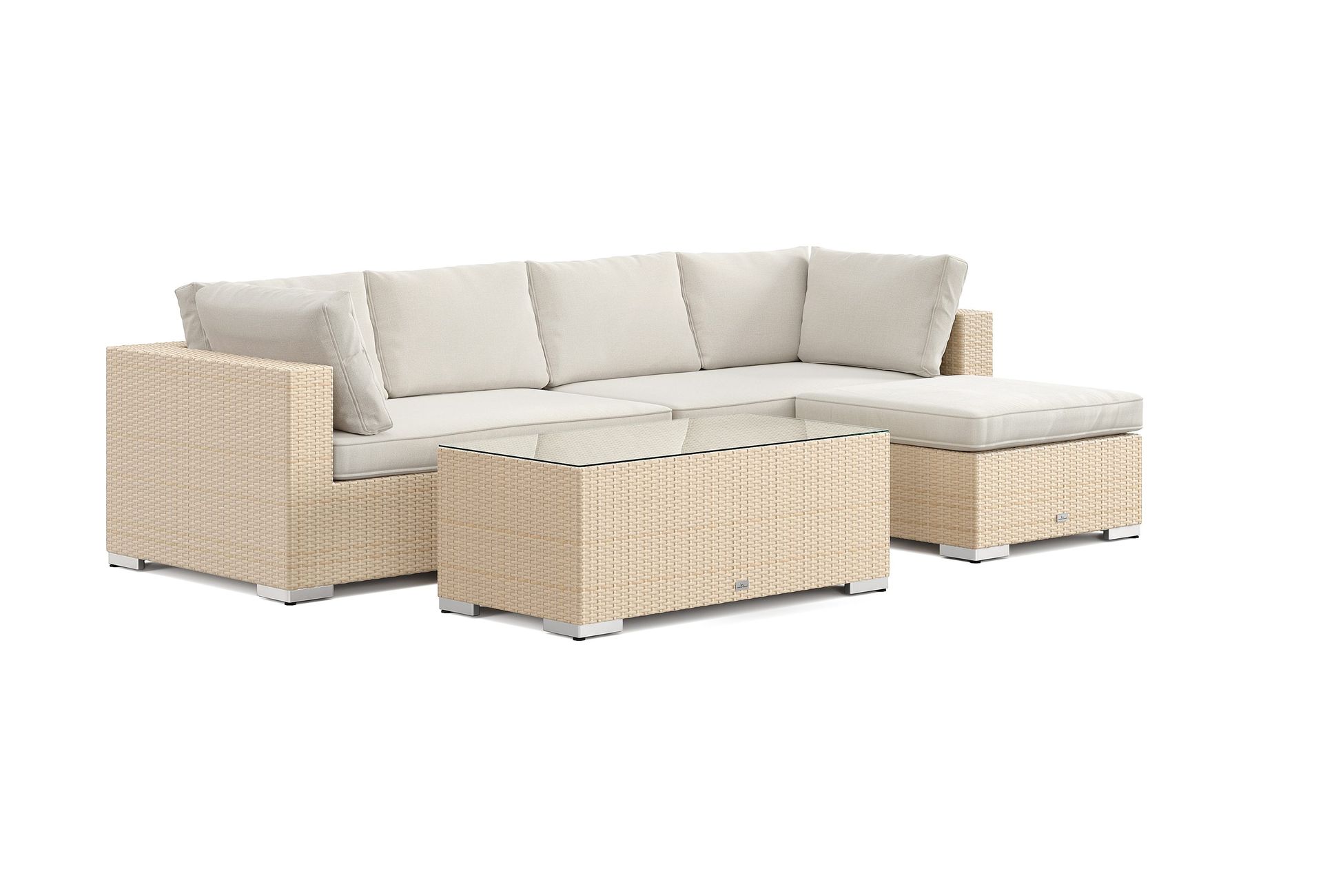 Bahamas utomhus divansoffa 5-sits med v&auml;ndbar divan och bord - Beige