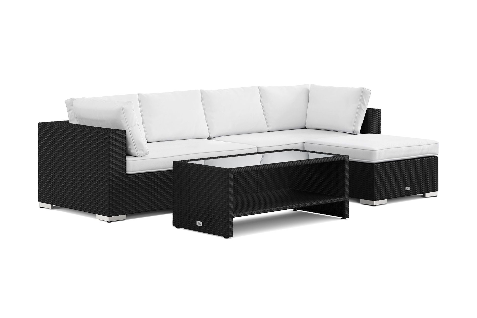 Bahamas utomhus divansoffa 5-sits med v&auml;ndbar divan och bord med hylla - Svart