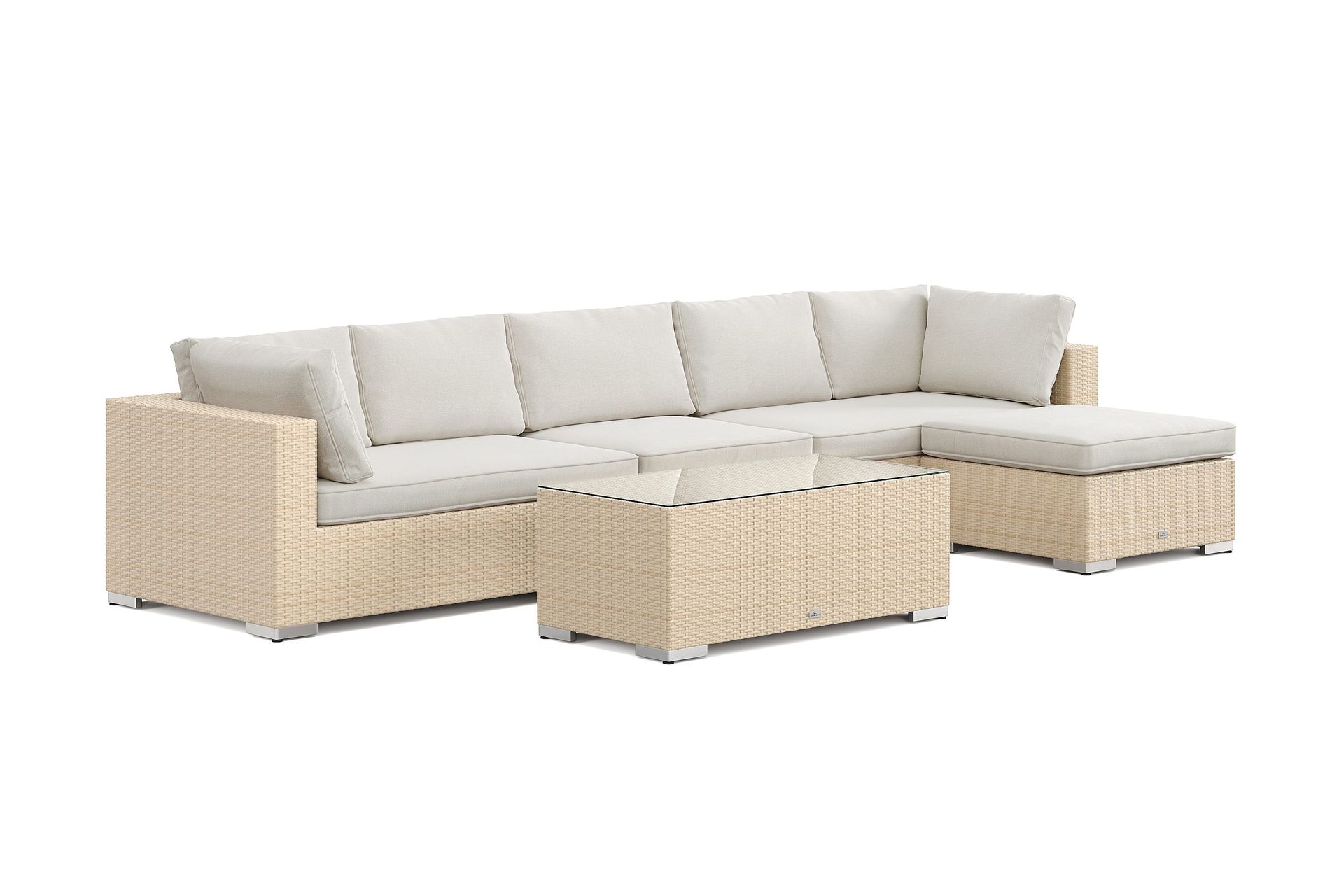 Bahamas utomhus divansoffa 6-sits med v&auml;ndbar divan och bord - Beige