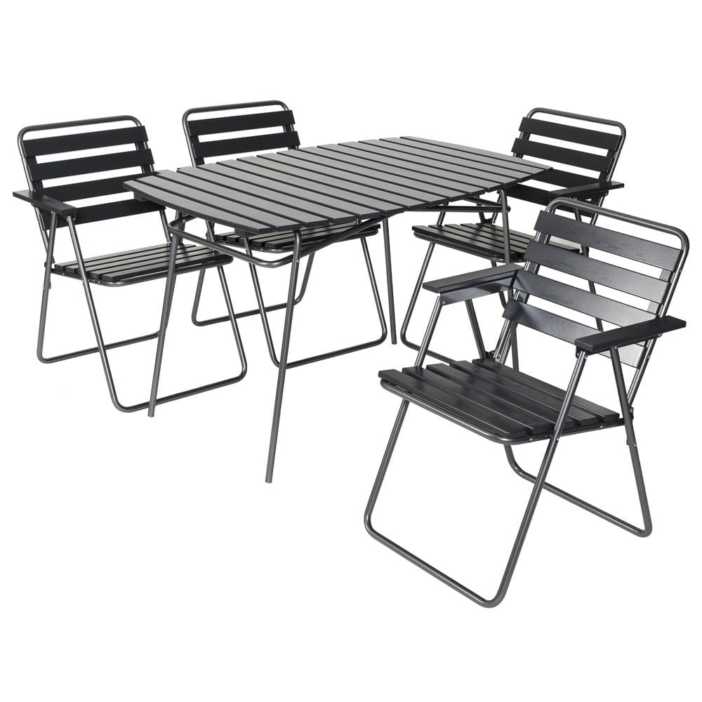 Bordsgruppset Varax Retro 403 + 4 st 305 Grå/Svart - Grå/Svart