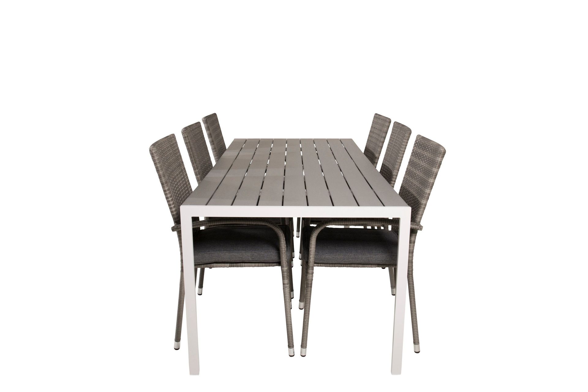 Break Matgrupp Utomhus 205 cm + 6 st Anna Karmstolar Utomhus - Gr&aring; /Vit