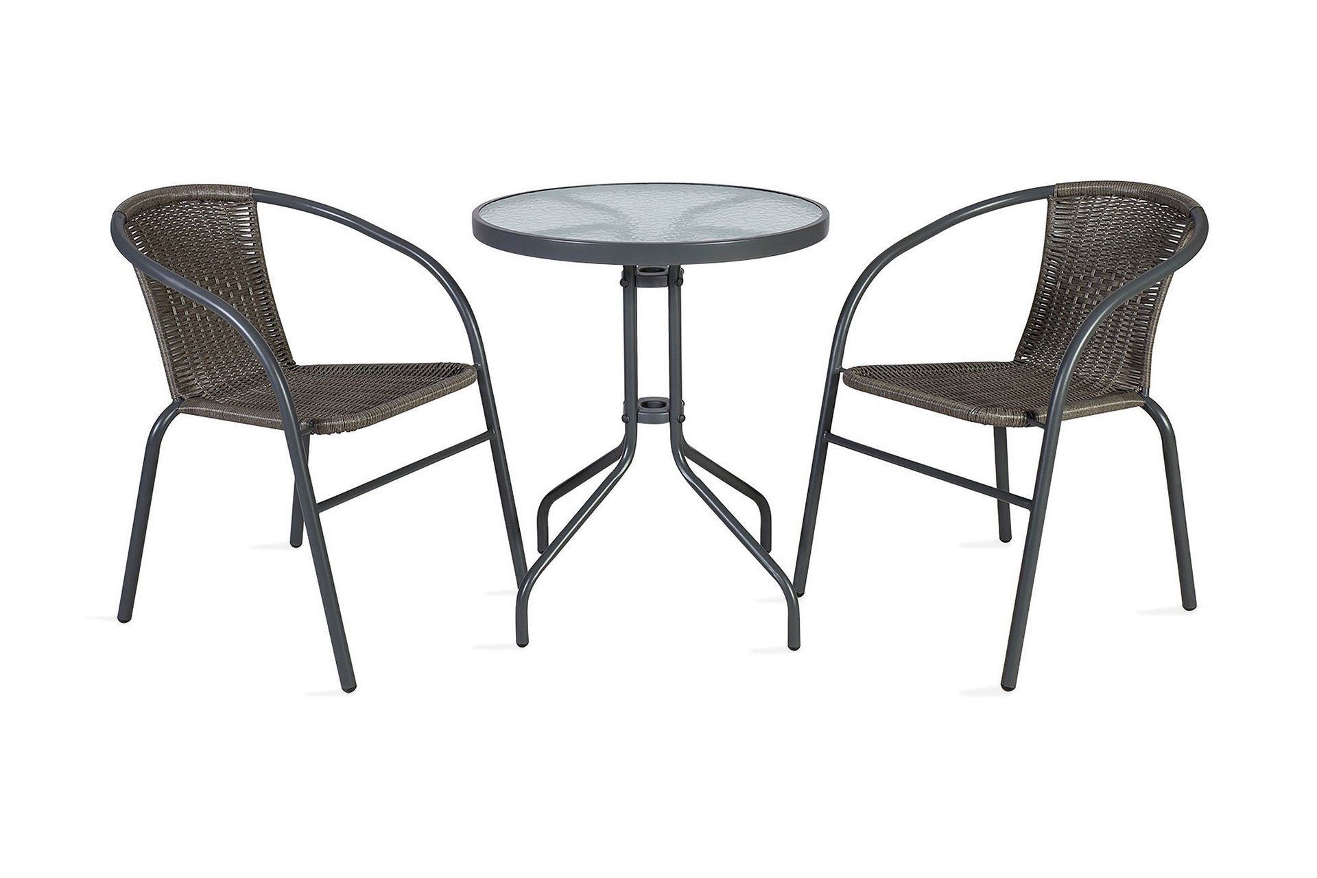 Balkong set BISTRO Utebord och 2 Utestolar D60xH70 grå -