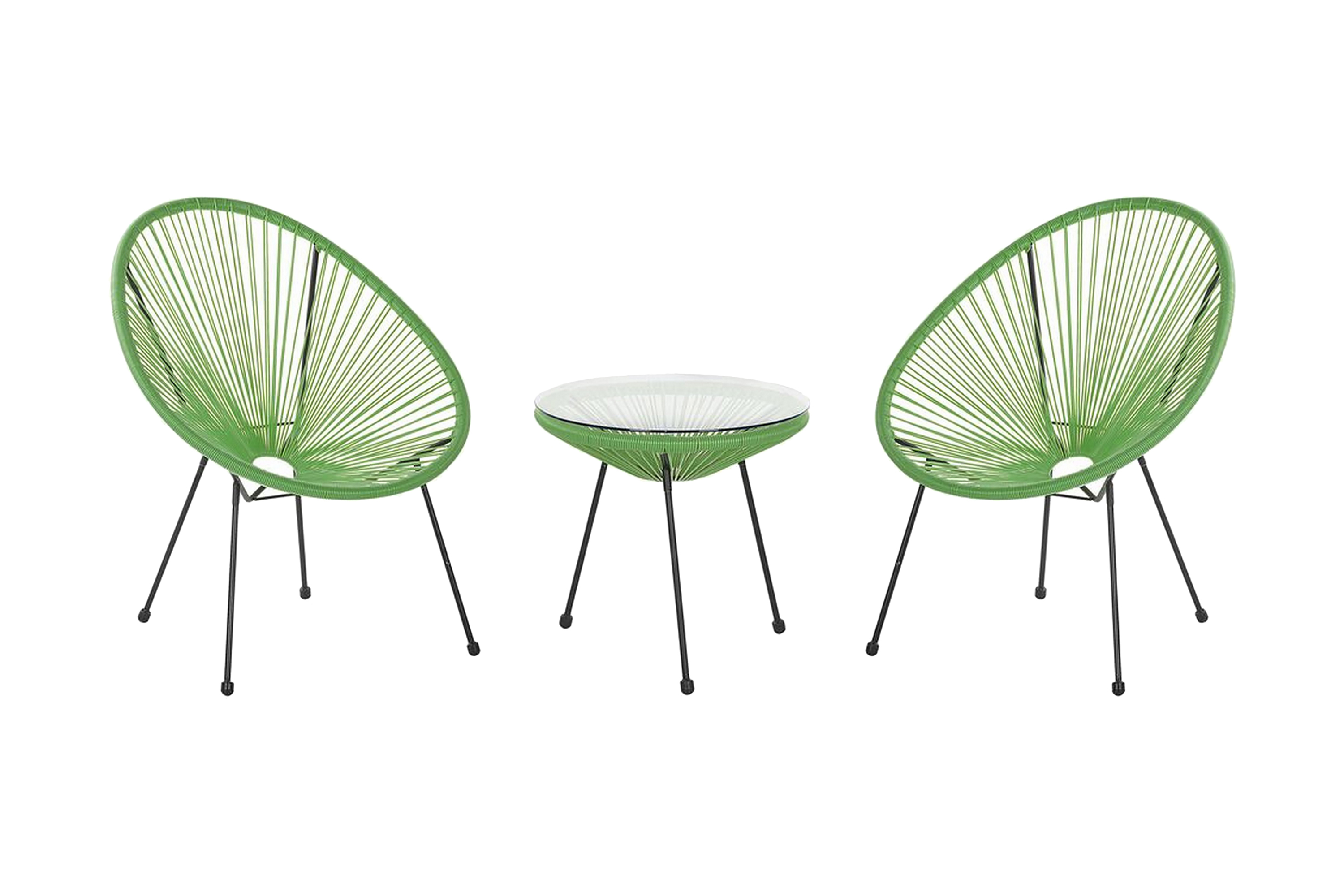 Balkongset Cayaco 70 cm 2 Utestolar Konstrotting/Grön