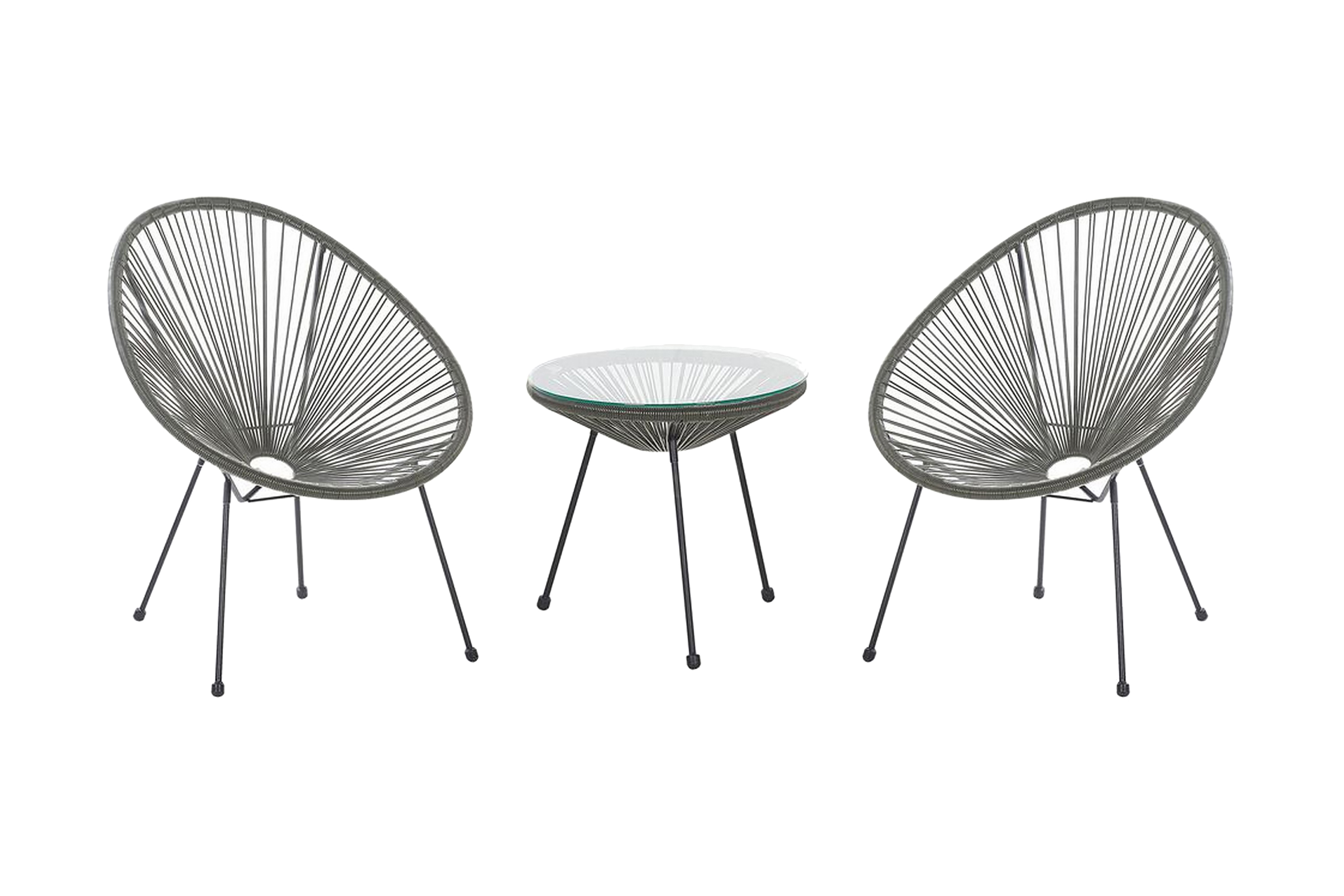 Balkongset Cayaco 70 cm 2 Utestolar Konstrotting/Mörkgrå