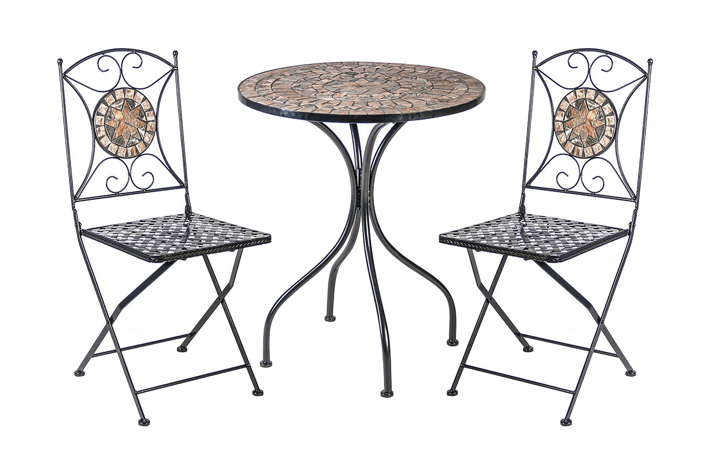 Balkongset Mosaic Utebord Och 2 Utestolar D60xh70 cm