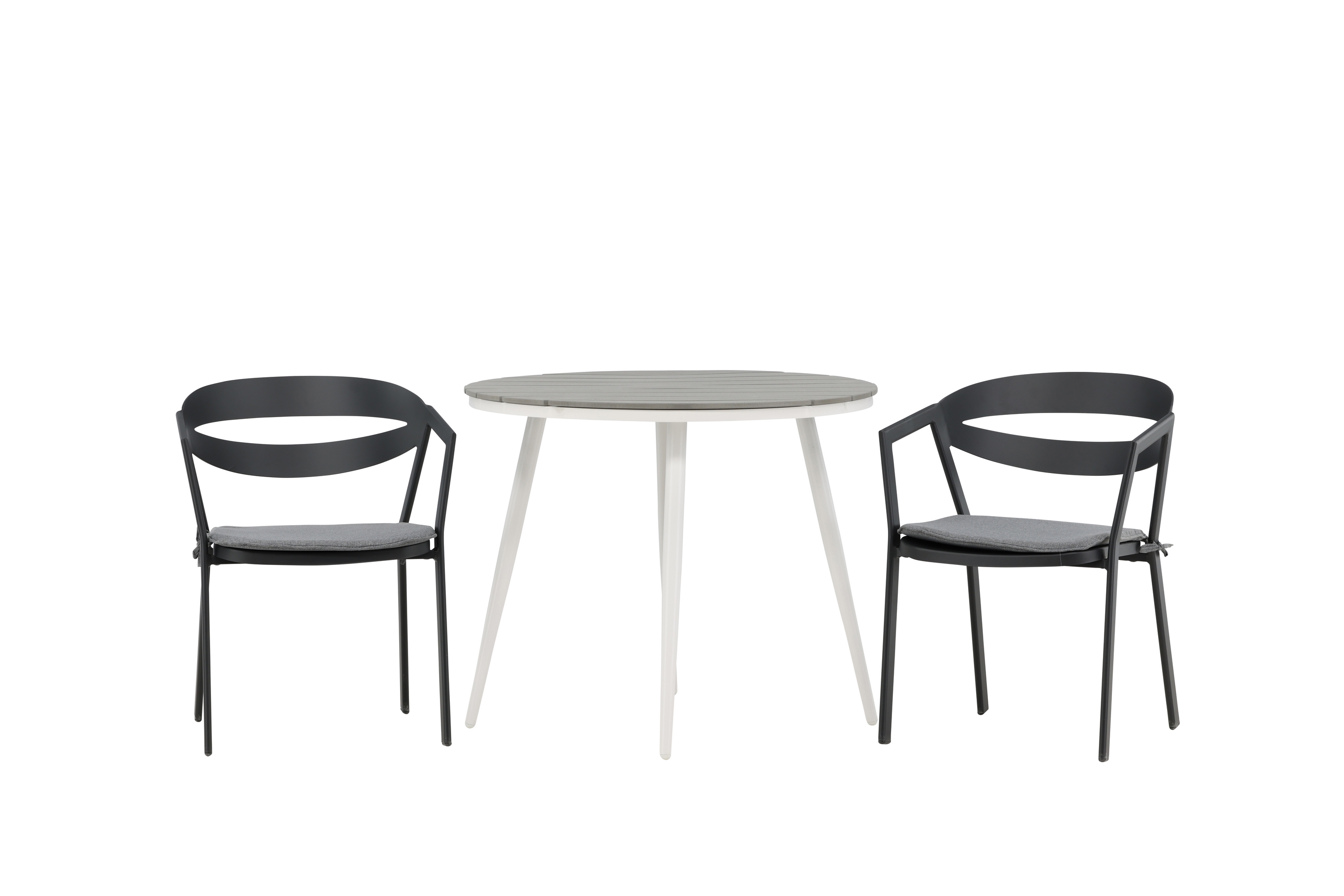 Break Cafégrupp Rund 90 cm 2 Slit Matstol Svart/Grå