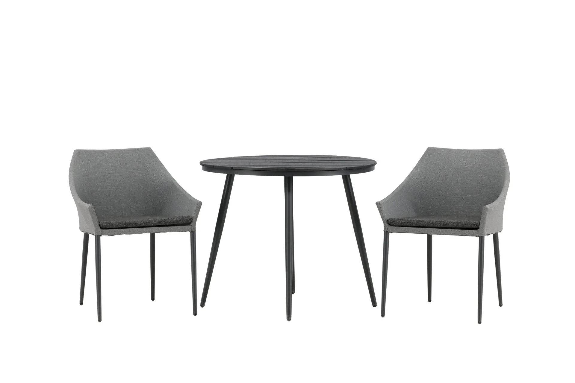 break caférupp rund 90 cm + 2 spoga matstol - grå/svart