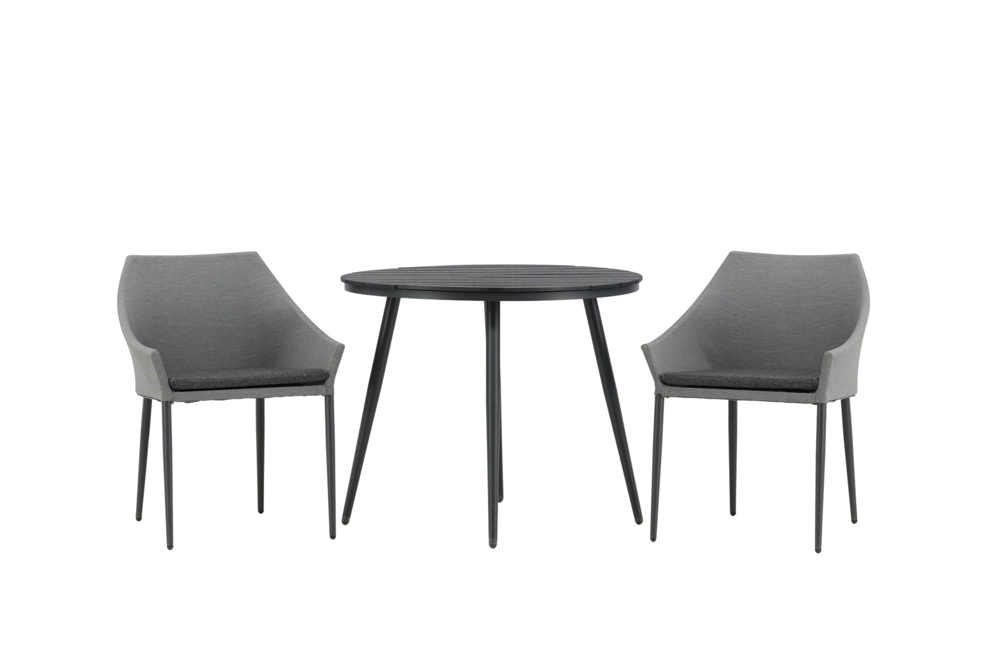 Break Caf&eacute;rupp Rund 90 cm + 2 Spoga Matstol - Gr&aring;/Svart