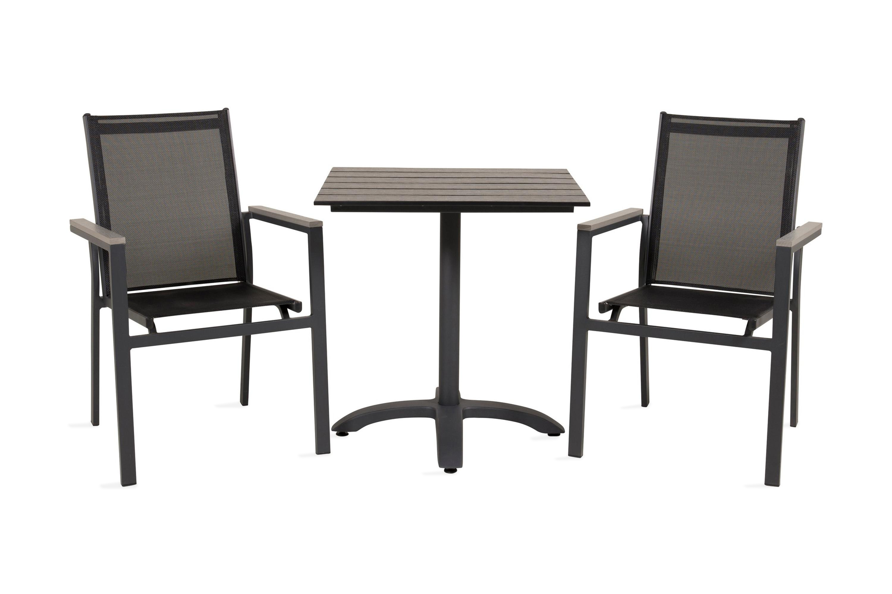 Colorado Caféset 70 cm 2 Parma Karmstolar Svart