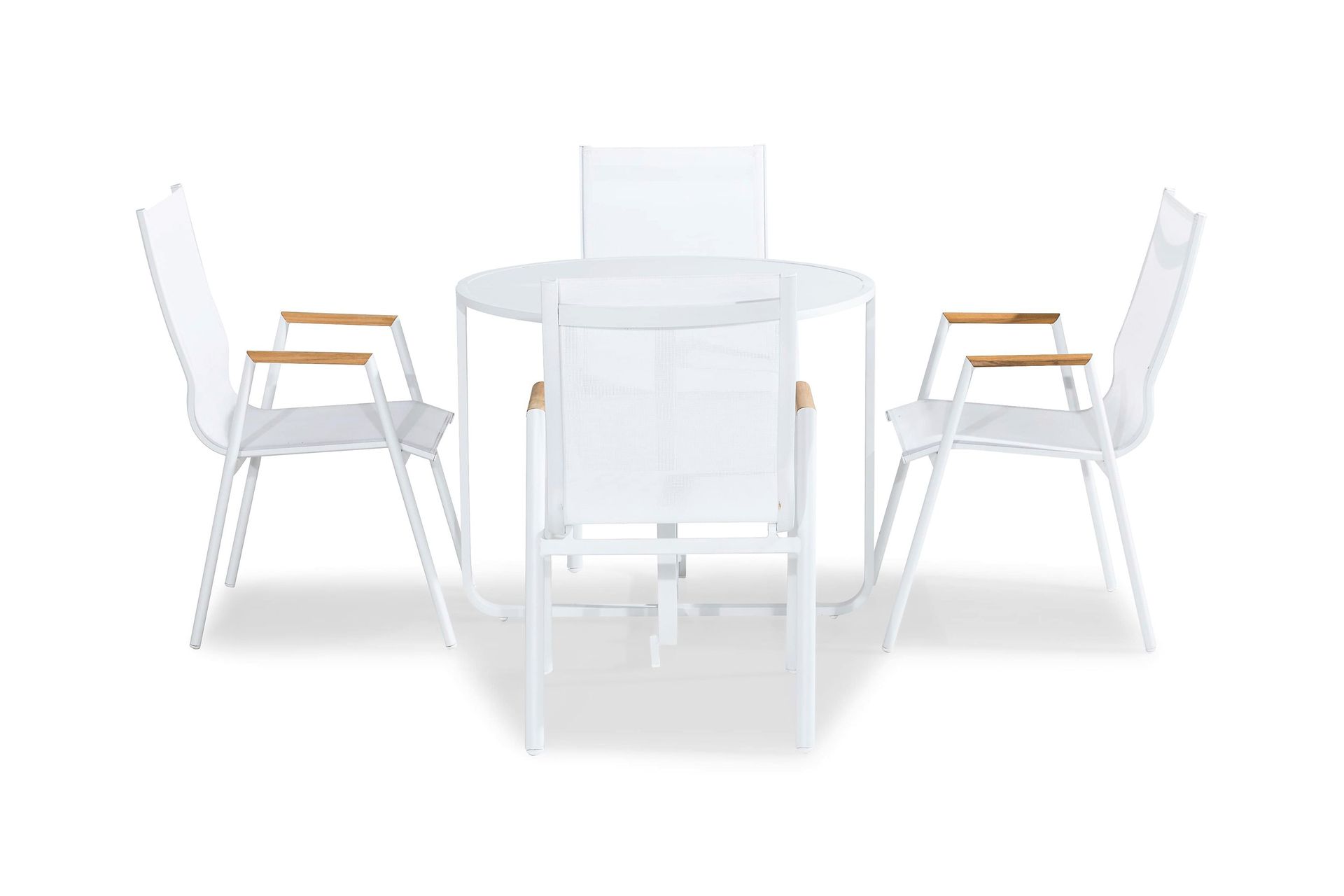 flippy cafégrupp 90 rund + 4 las vegas karmstol - vit/teak