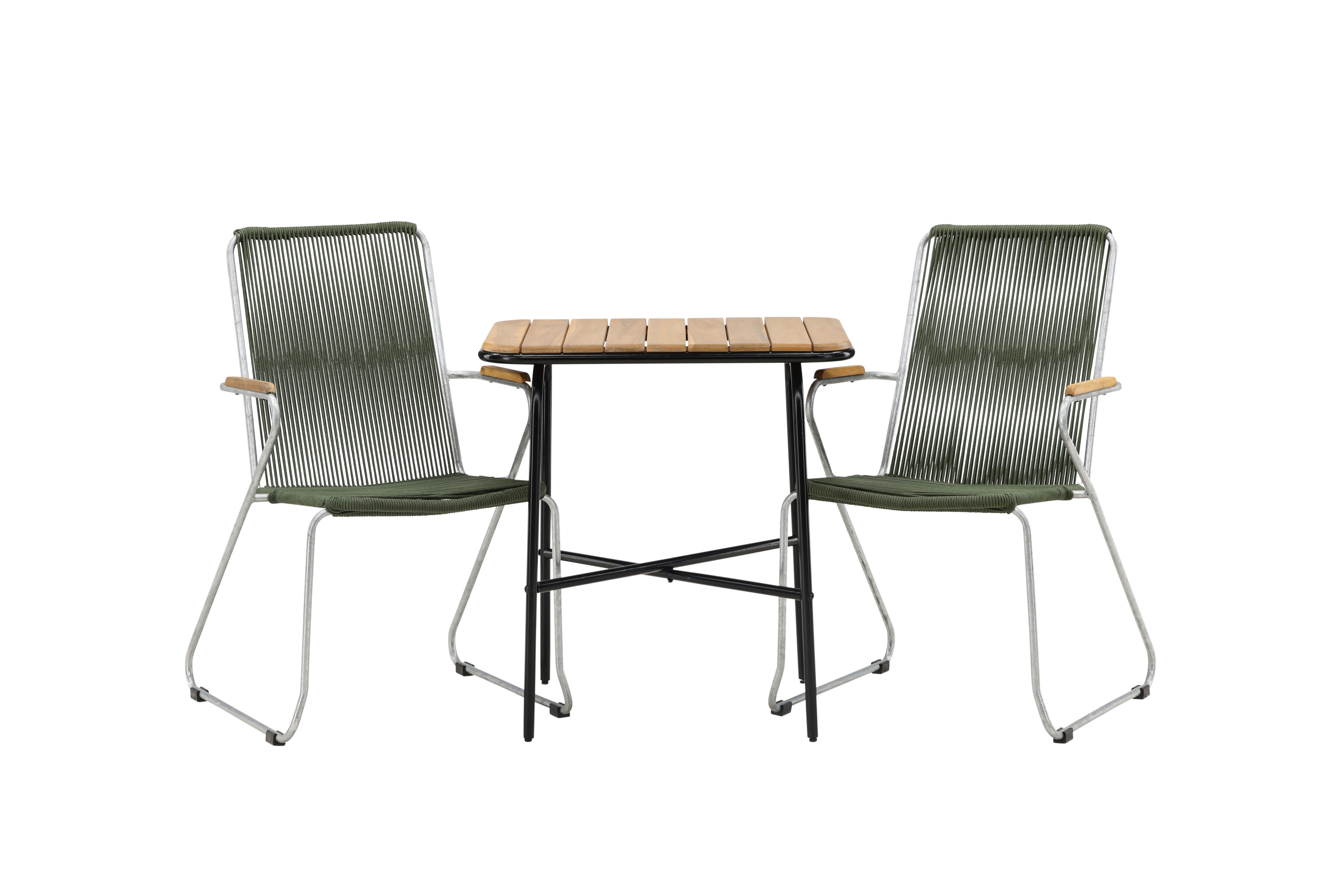 holmbeck caféset 70 cm + 2 st bois karmstolar - grön/brun
