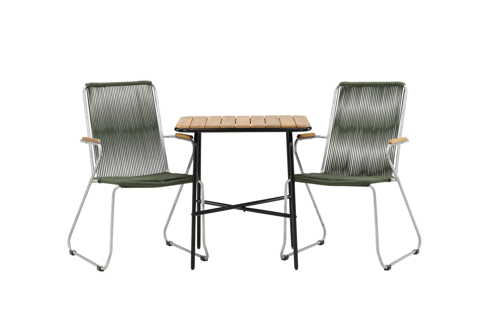 holmbeck caféset 70 cm + 2 st bois karmstolar - grön/brun