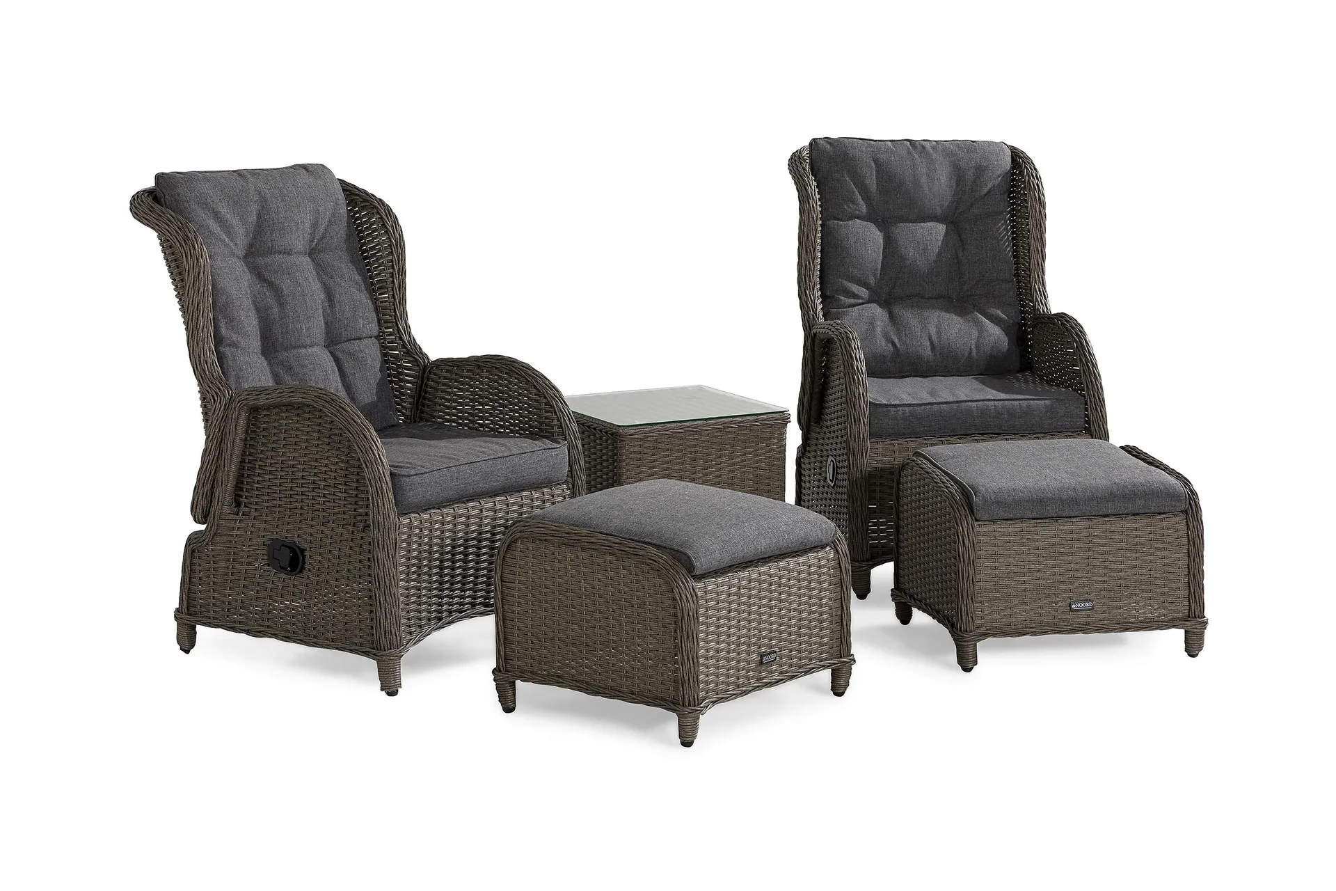 Marcus Caf&eacute;set med 2 Reclinerf&aring;t&ouml;ljer Utomhus m Dyna - Gr&aring;