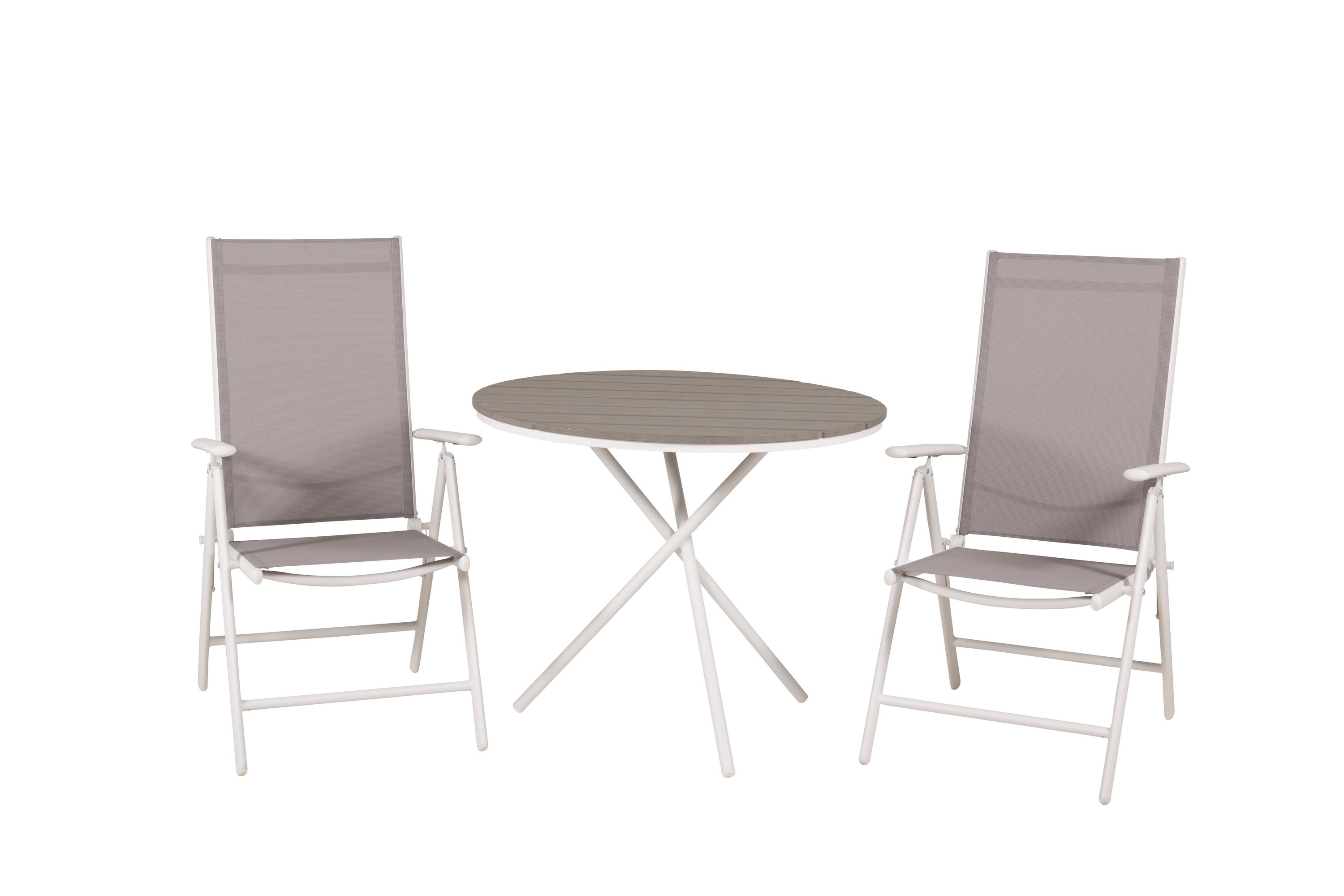 Parma Caféset Rund 90 cm 2 Break Positionsstolar Vit/Grå