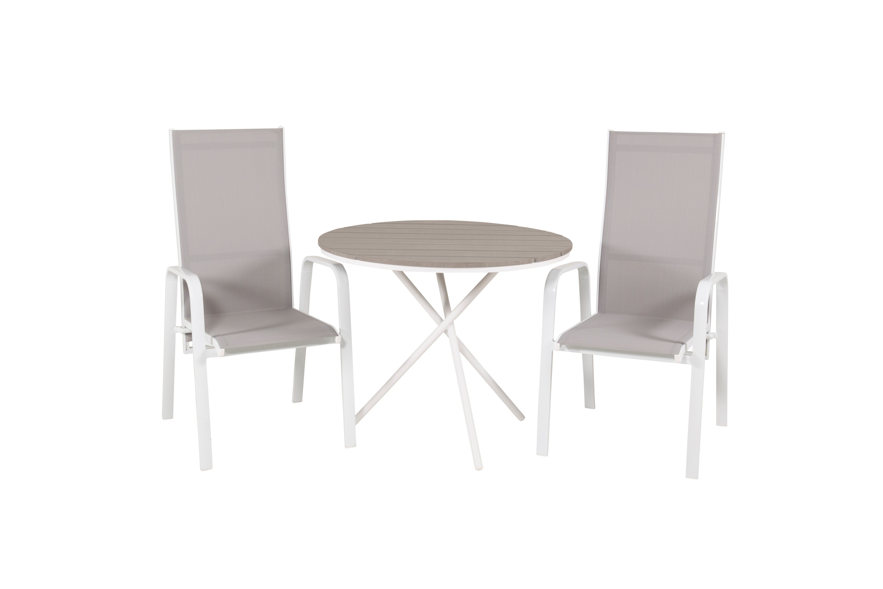 Parma Caféset Rund 90 cm 2 Copacabana Karmstolar Brun/Vit