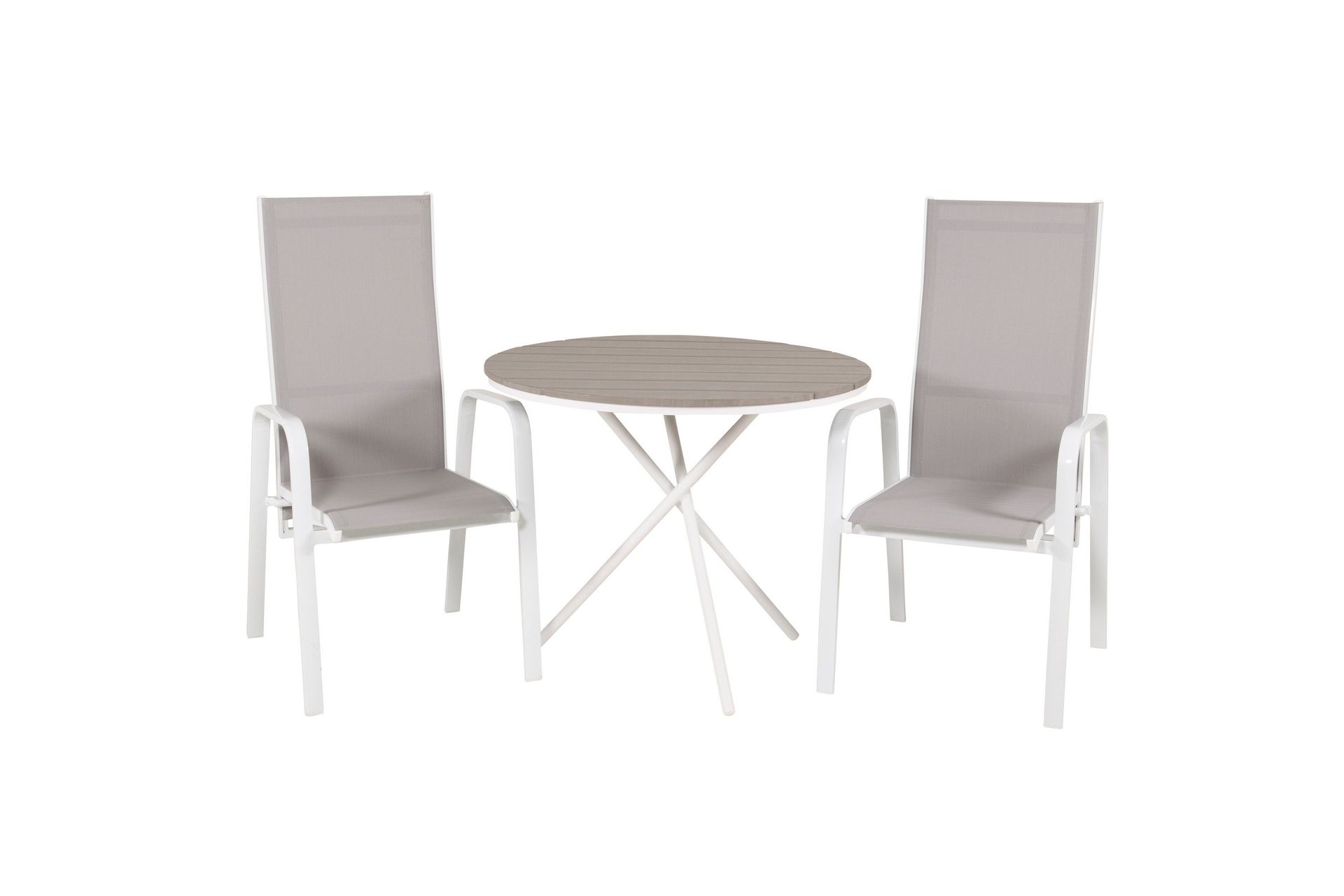 Parma Caf&eacute;set Rund &Oslash;90 cm + 2 Copacabana Karmstolar - Brun/Vit