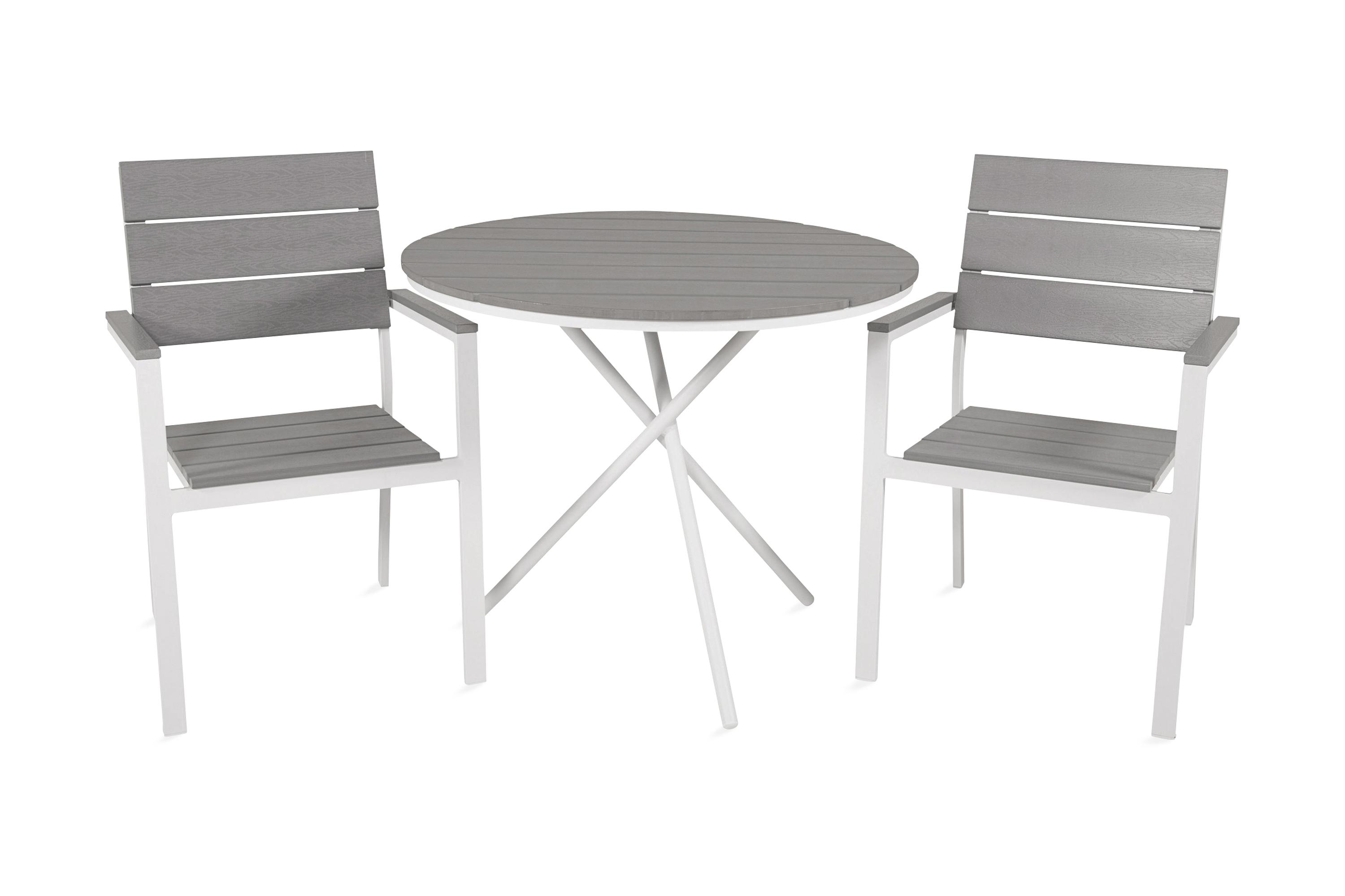 Parma Caféset Rund 90 cm 2 Levels Stolar Vit/Grå
