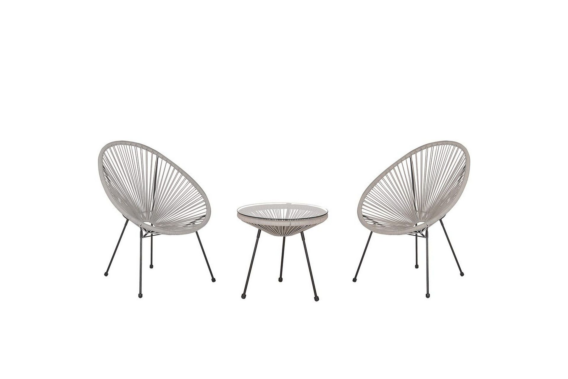 Cafeset Acapulco II Ljusgrå/svart - Ljusgrå/svart