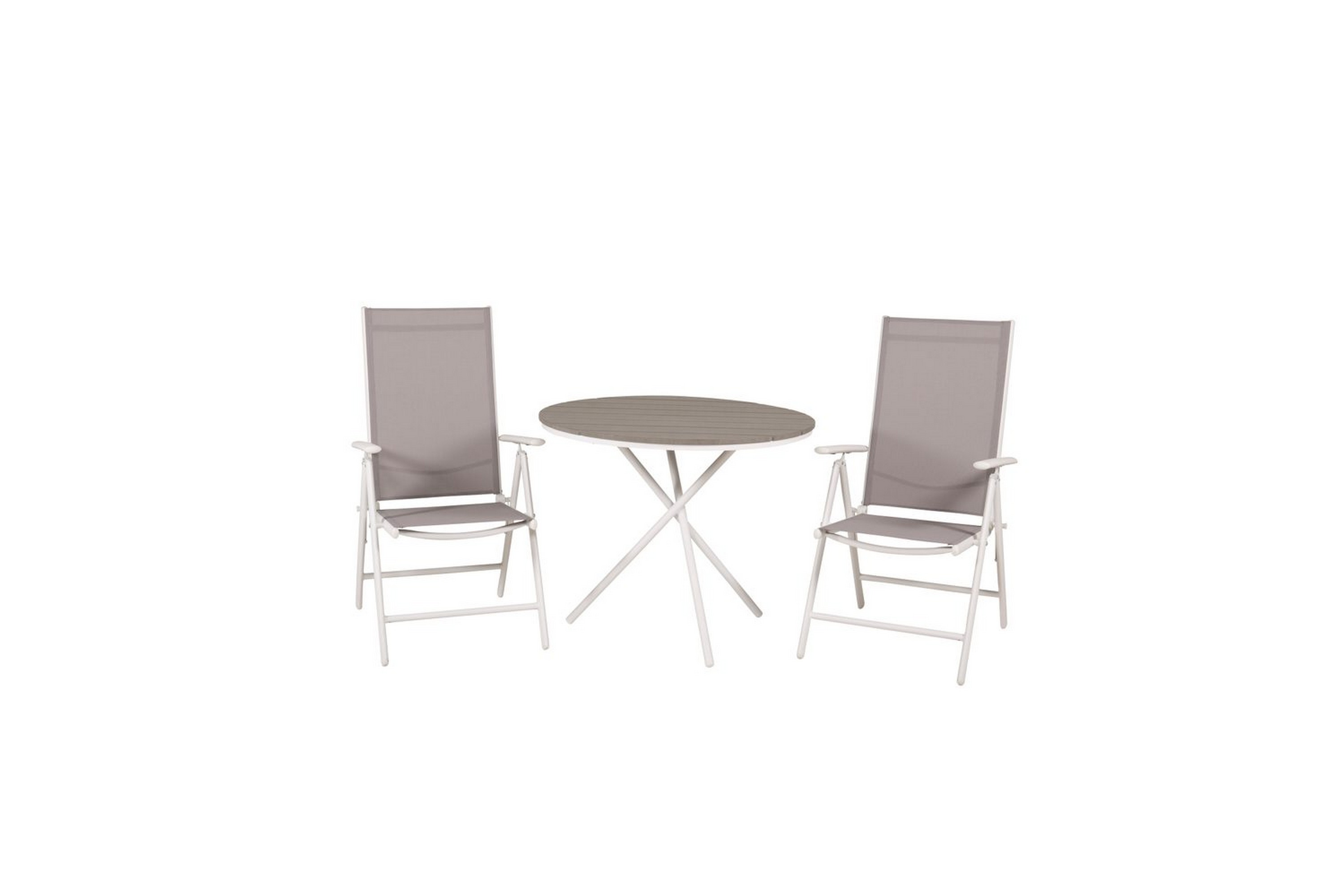 Caféset Parma Rund 90 cm 2 Break Positionsstolar Vit/GråVenture Home