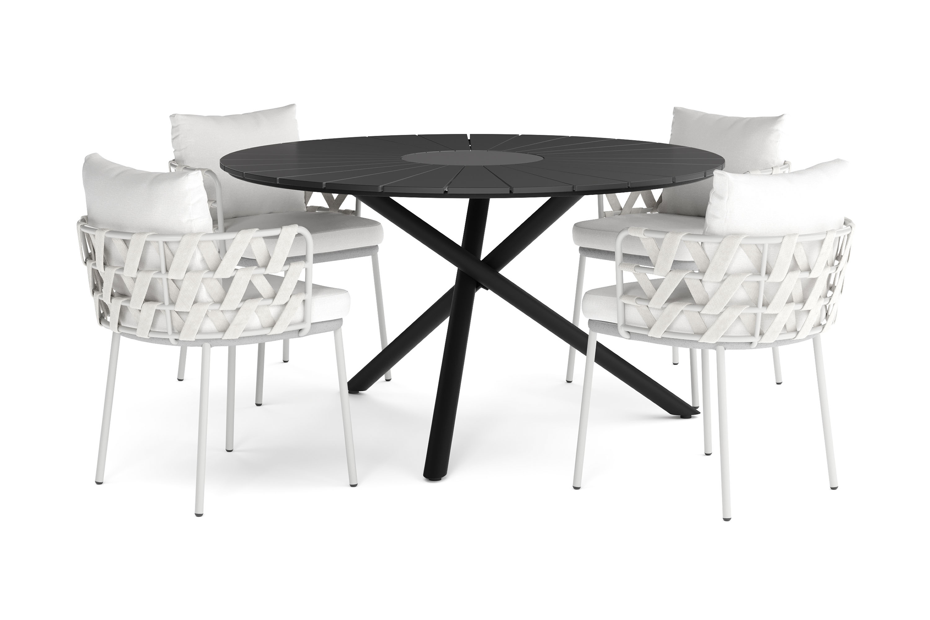 Finnhamn Matgrupp med 4 st Sandina Matstolar Beige/Svart