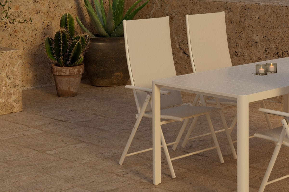 Giardini Matbord Utomhus 85x150 cm med 4 Levanzo Karmstol -