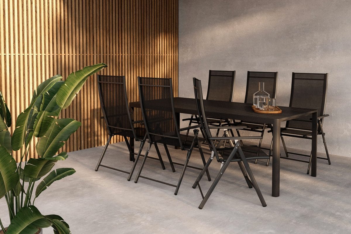 Giardini Matbord Utomhus 90x200 cm med 6 Levanzo Karmstol -