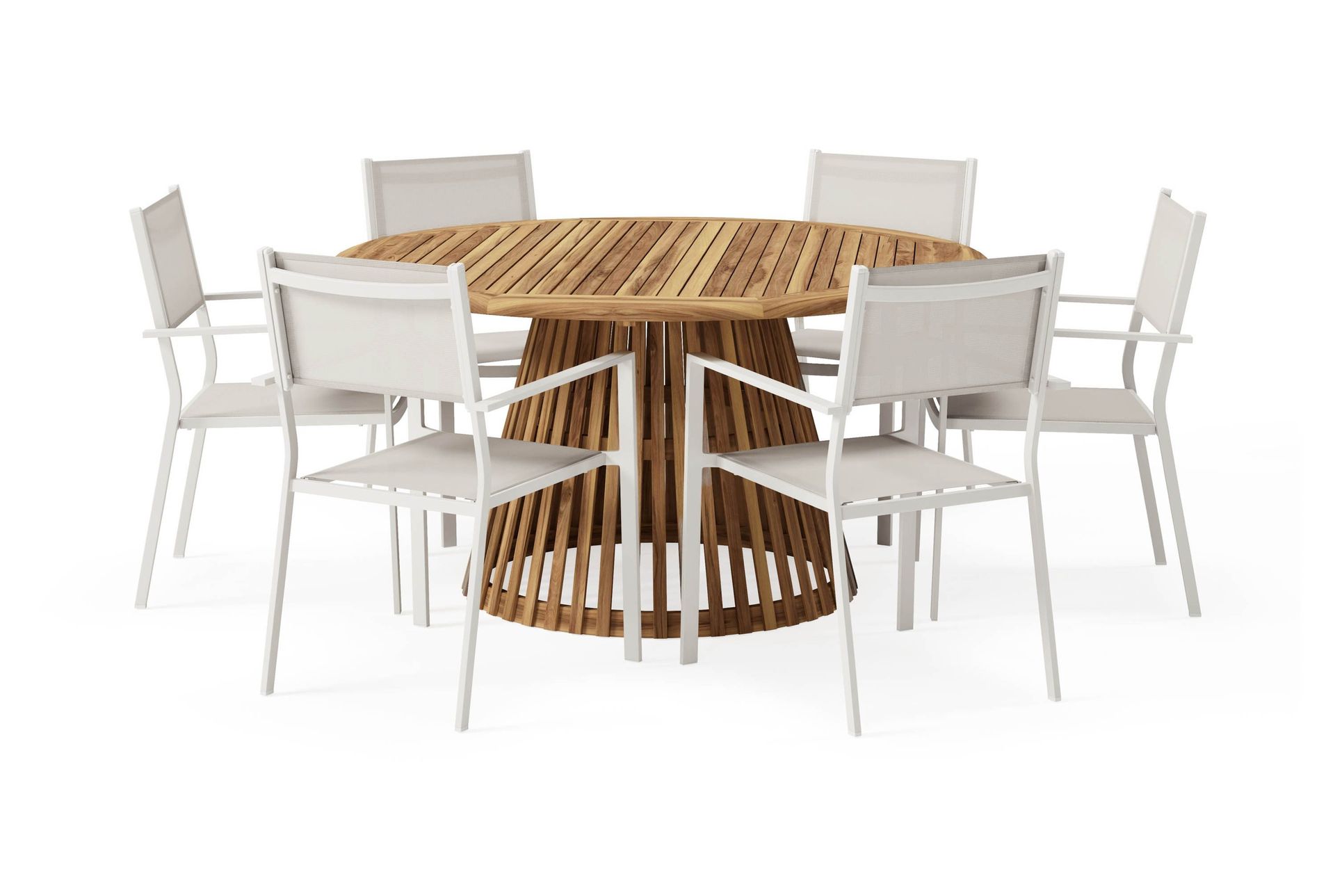 lakenview matbord rund 150 med 6 las vegas karmstolar - natur