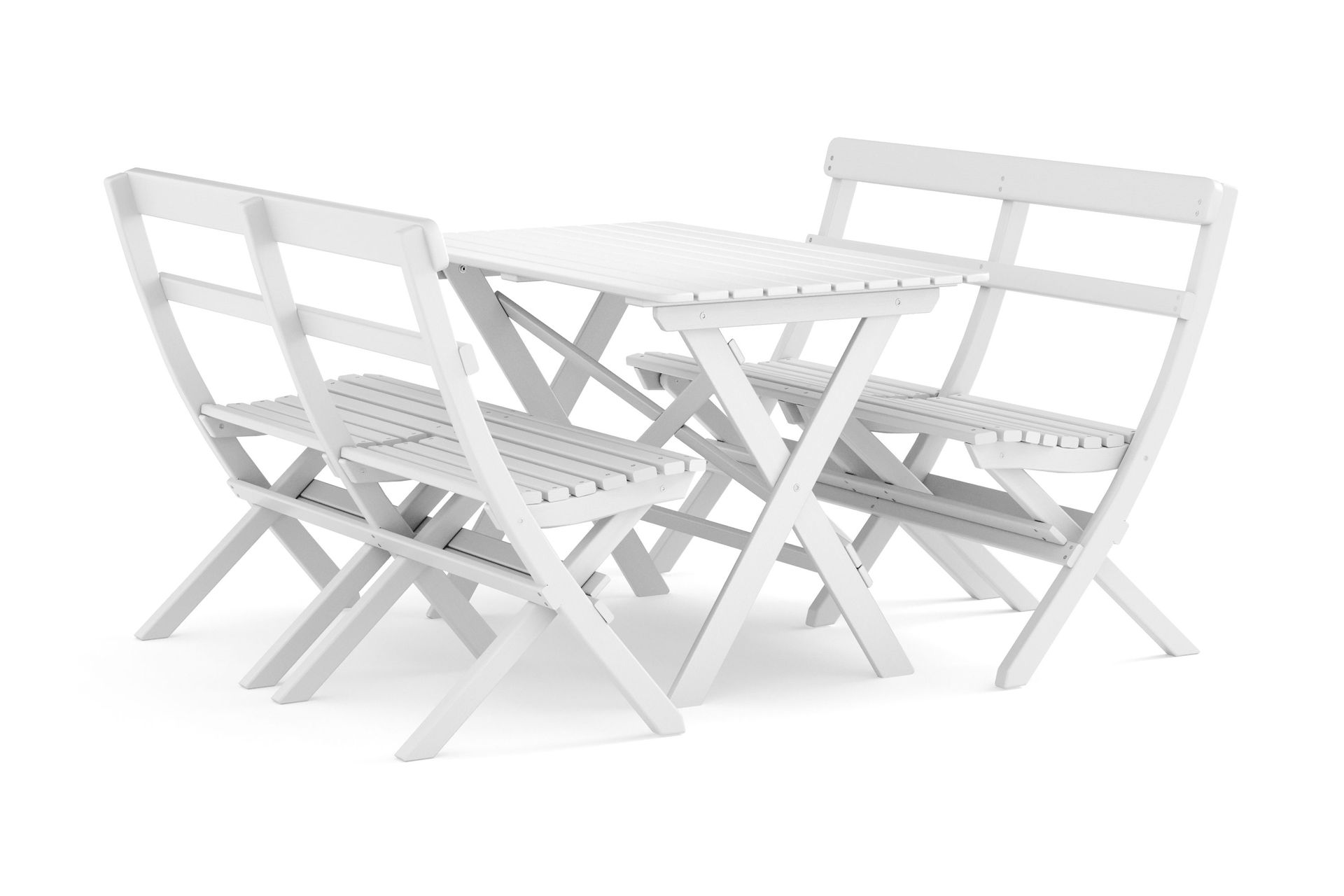 Landet Utomhus matgrupp 118x70x74 cm med 2 soffor - Vit