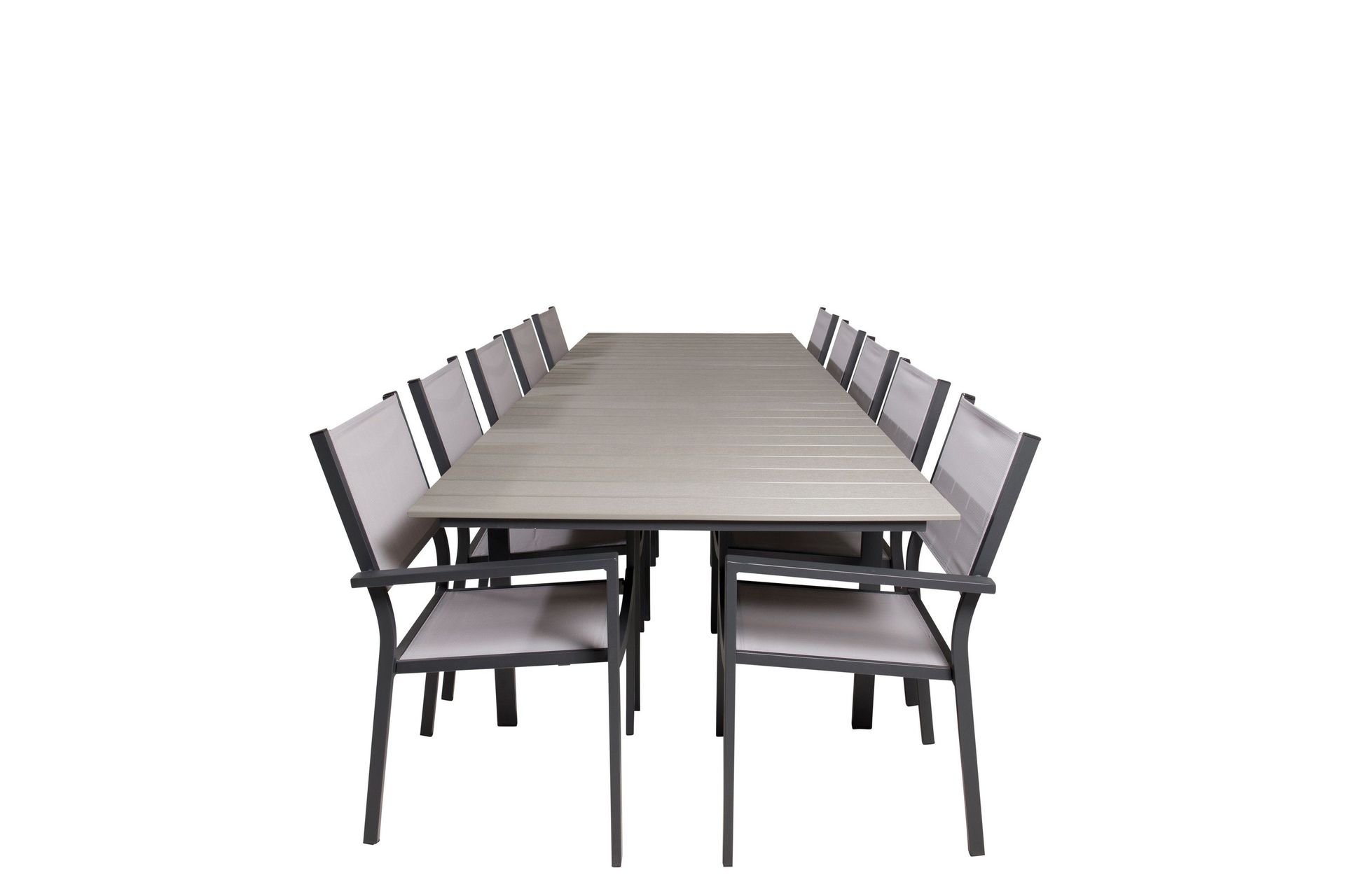 Levels Matgrupp Utomhus 225-325 cm Rektangul&auml;r med 10 Copacabana Utestolar - Gr&aring;