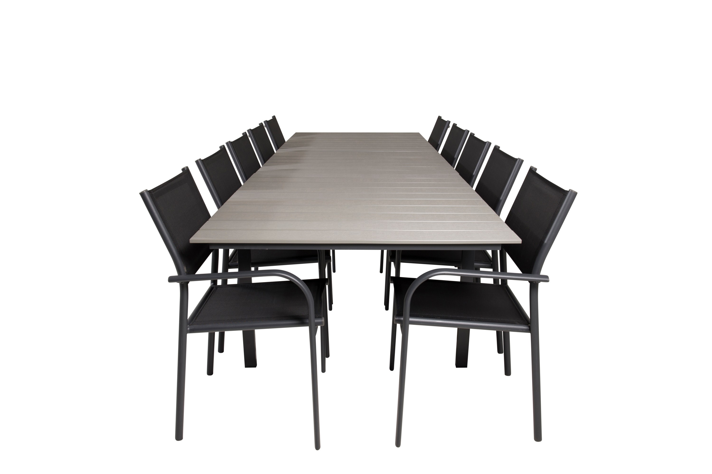 Levels Matgrupp Utomhus 225-325 cm Rektangulär med 10 Santorini Utestolar Svart
