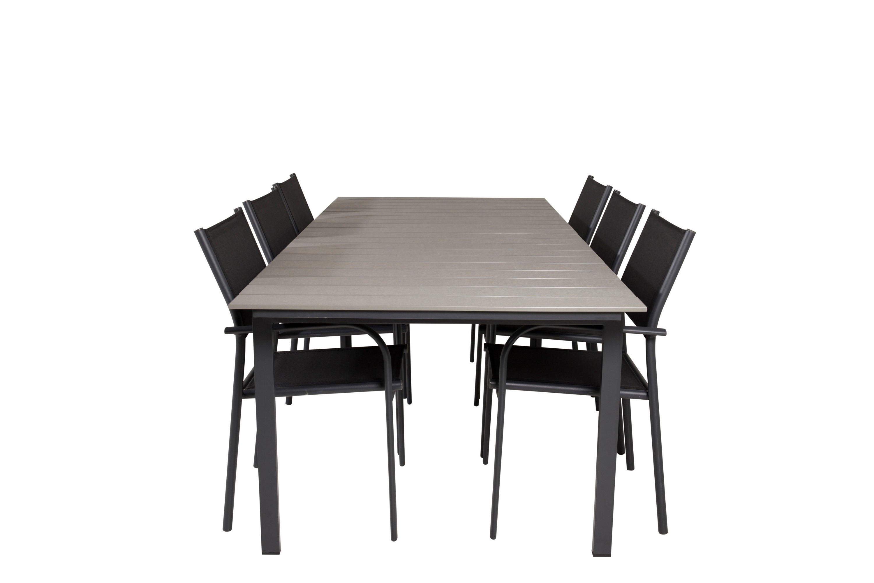 Levels Matgrupp Utomhus 225-325 cm Rektangulär med 6 Santorini Utestolar Svart