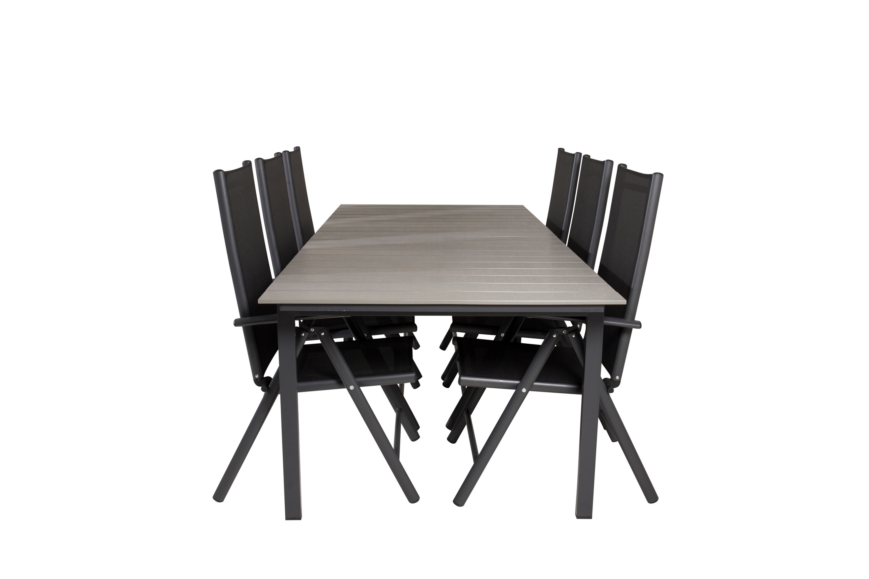 Levels Matgrupp Utomhus 230-310 cm Rektangulär med 6 Break Utestolar Svart