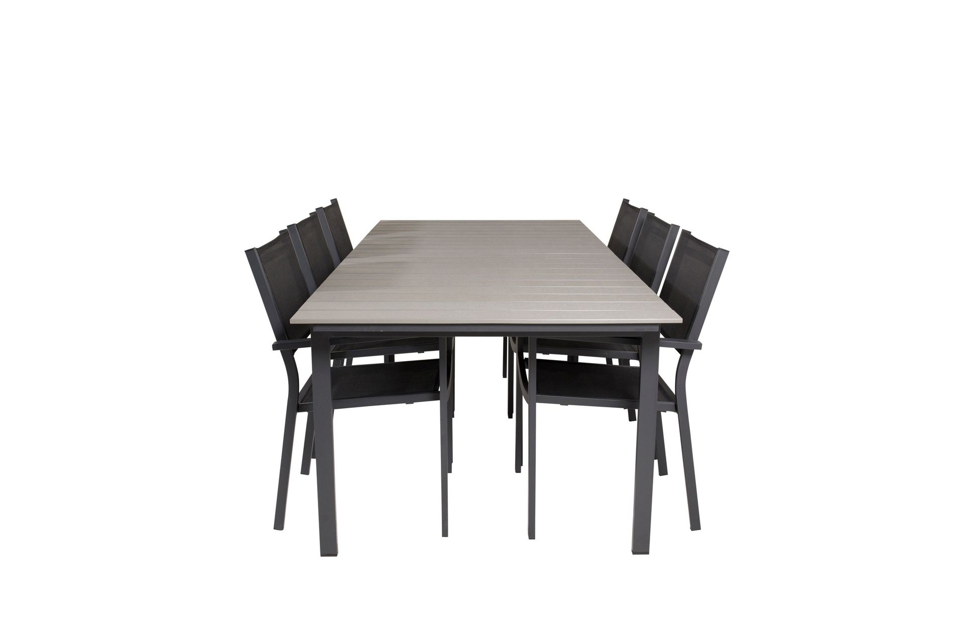 Levels Matgrupp Utomhus 230-310 cm Rektangul&auml;r med 6 Copacabana Utestolar - Svart
